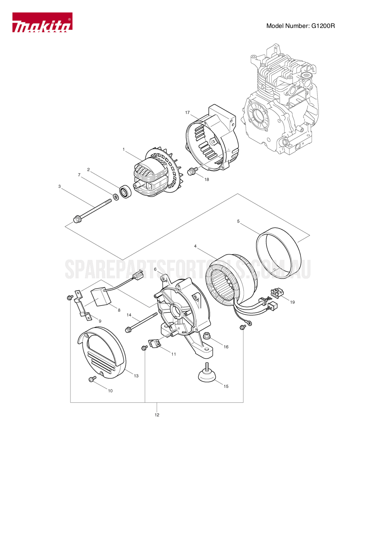 Makita G1200R Spare Parts