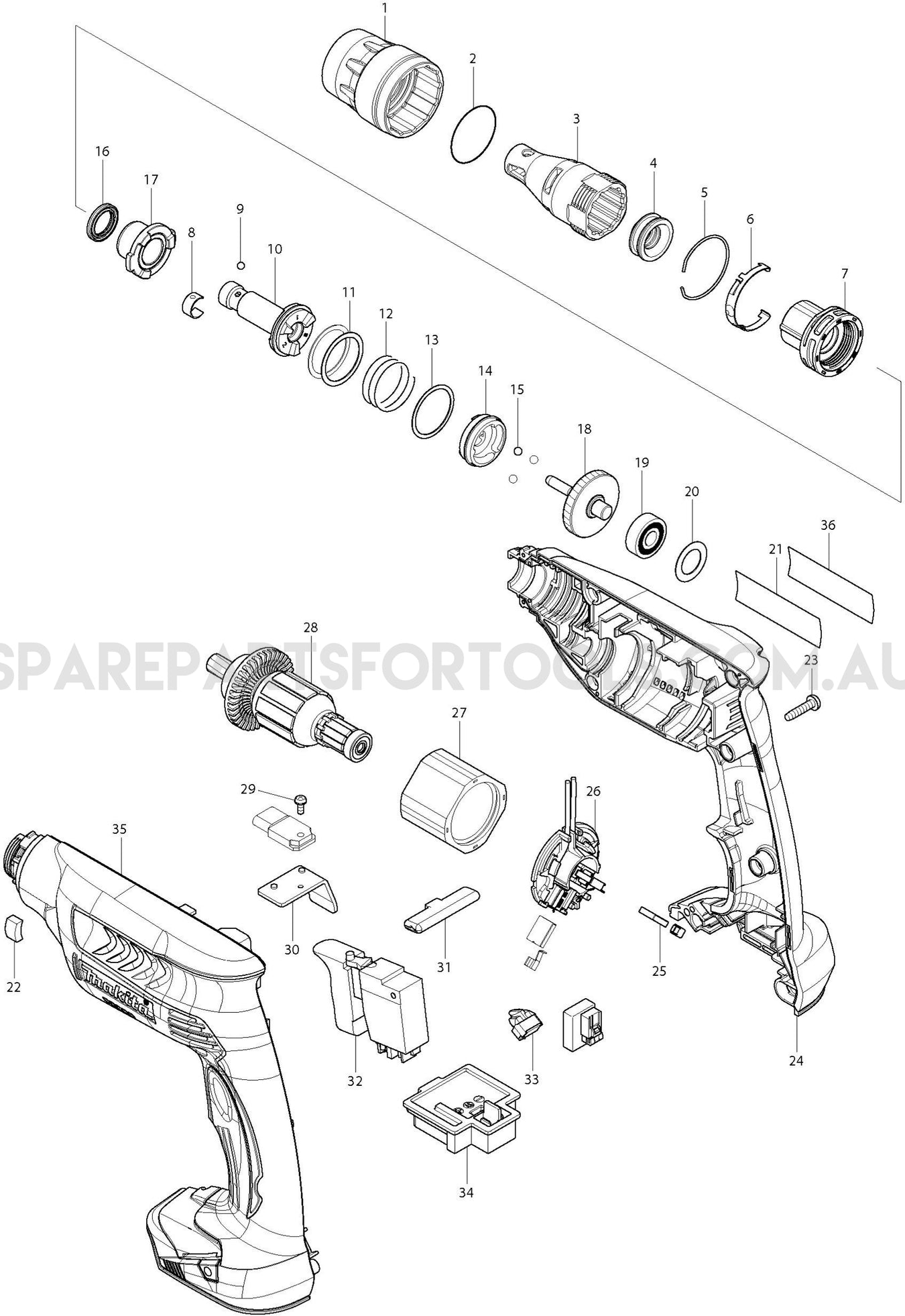 Makita DFS451Z Spare Parts