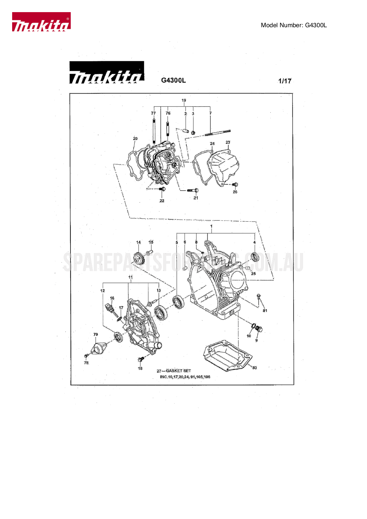 Makita G4300L Spare Parts