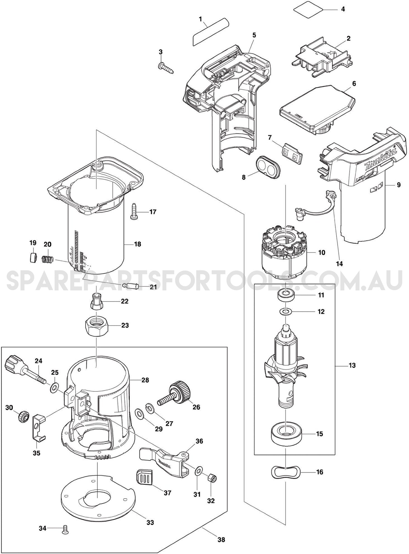 Makita DRT50Z Spare Parts