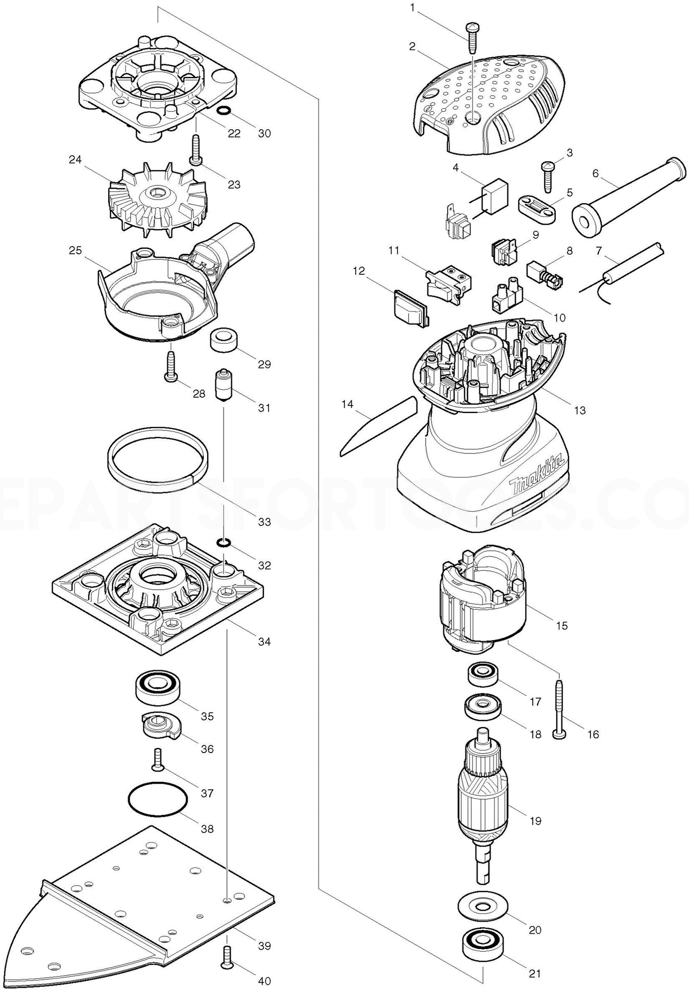 Makita BO4565 Spare Parts