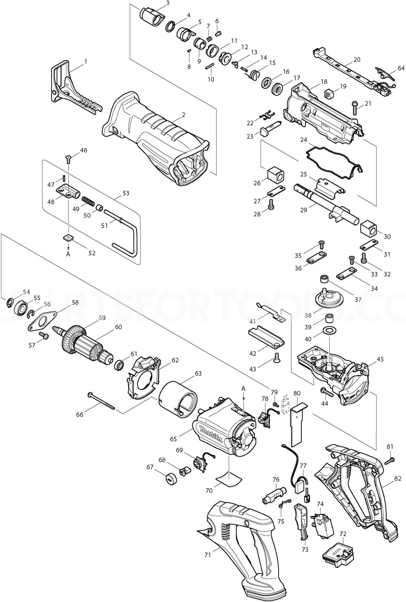 Makita DJR181 Spare Parts