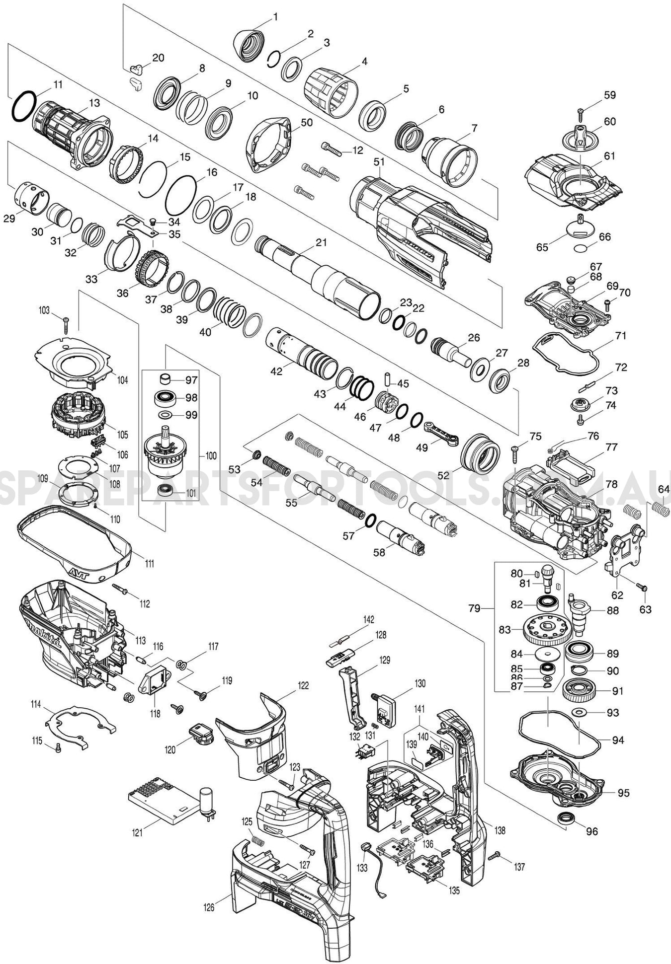Makita DHR400ZK Spare Parts
