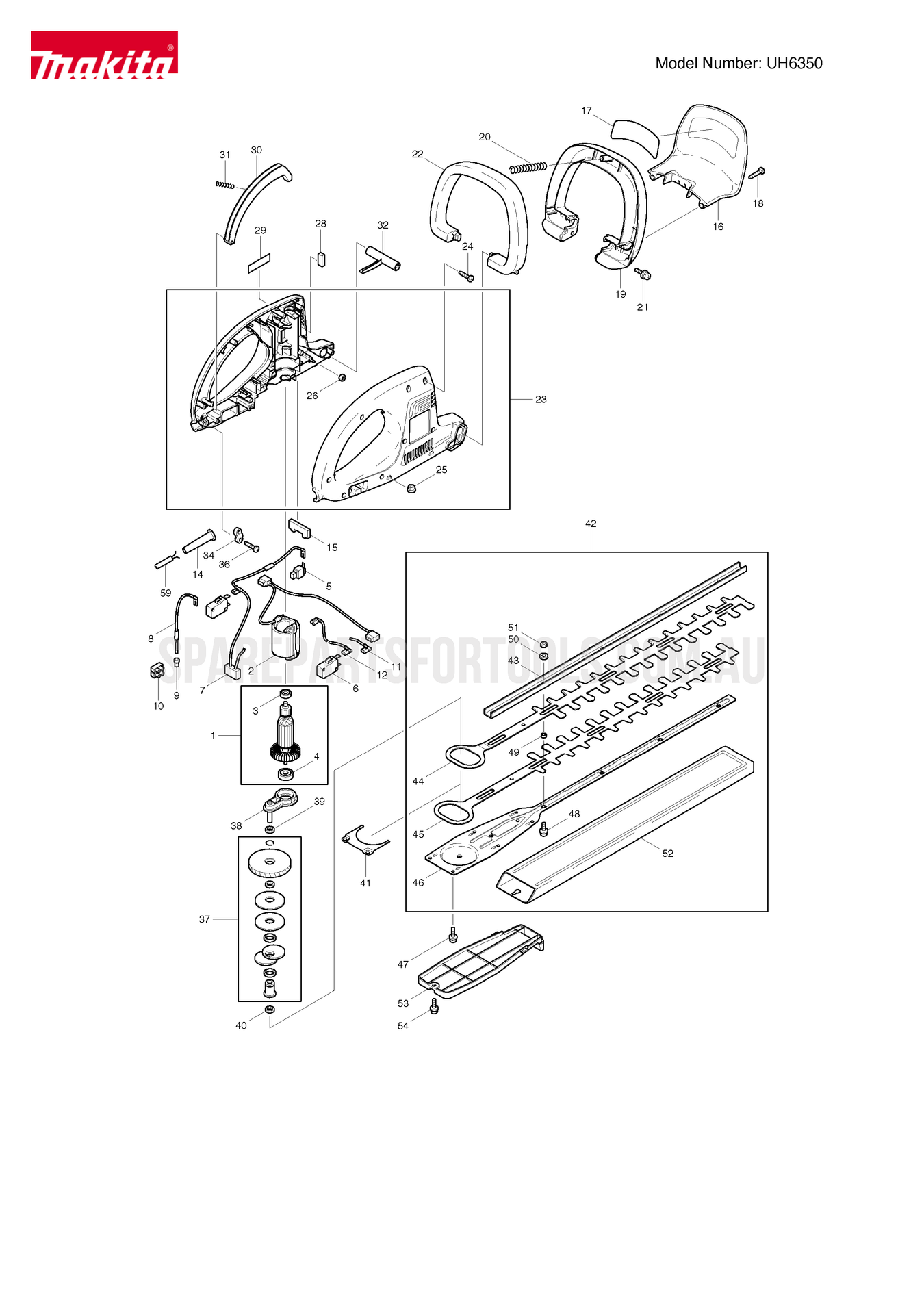 Makita UH6350 Spare Parts