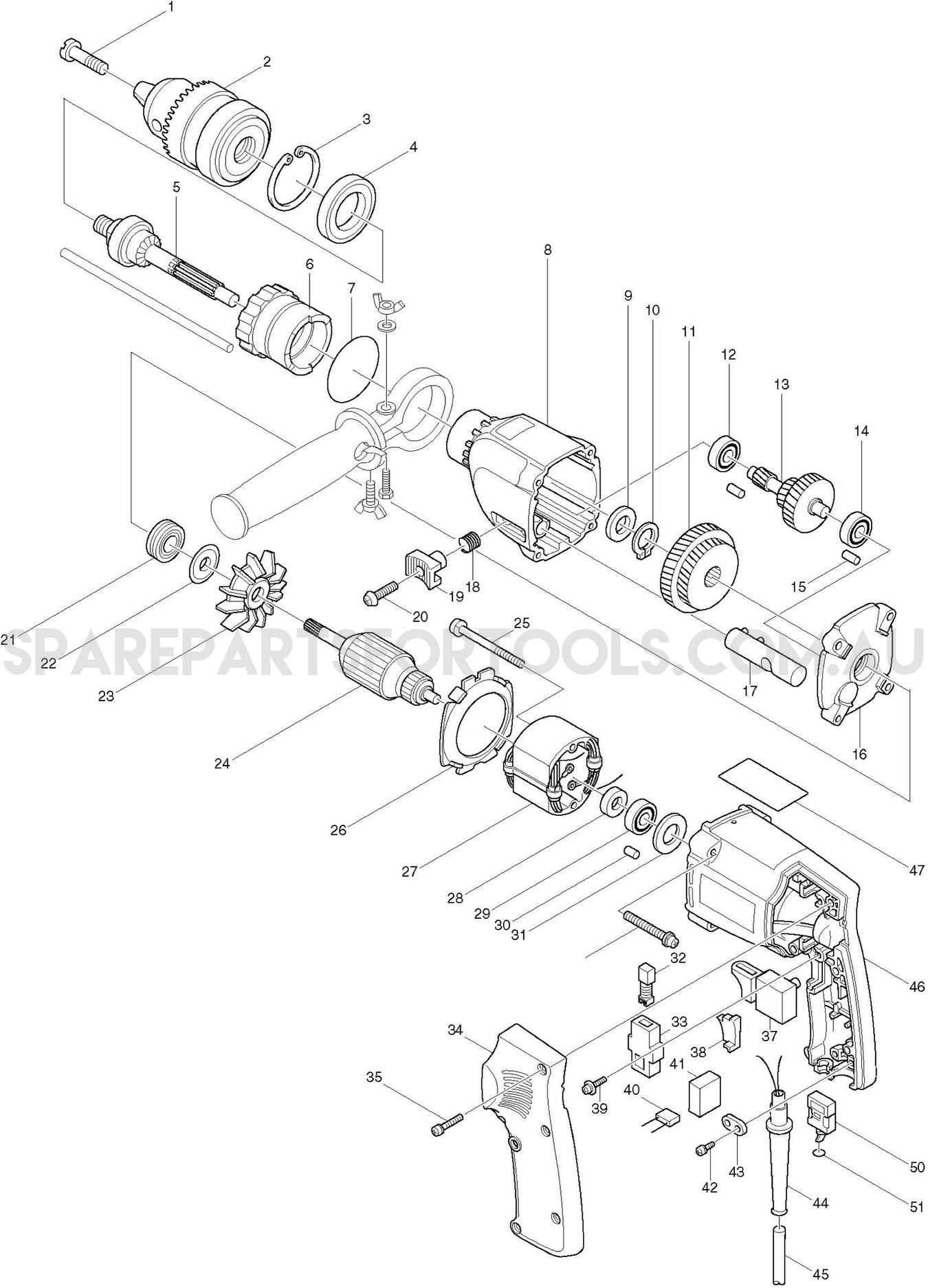 Makita HP2010N Spare Parts