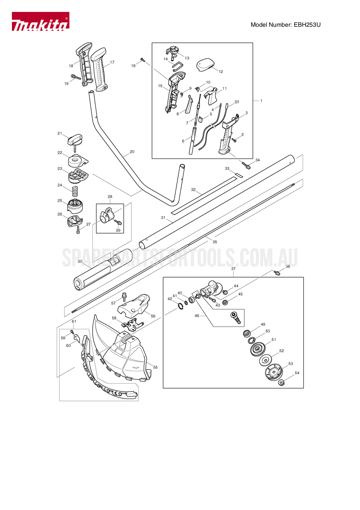 Makita EBH253U Spare Parts