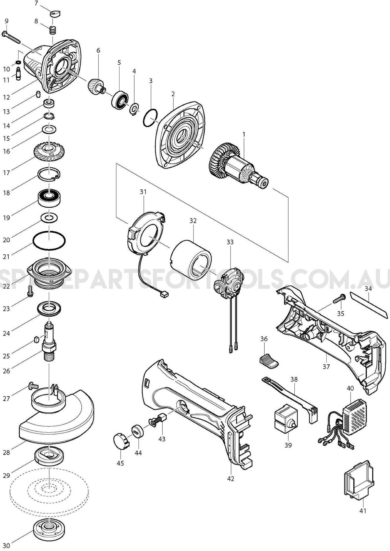 Makita DGA452Z Spare Parts