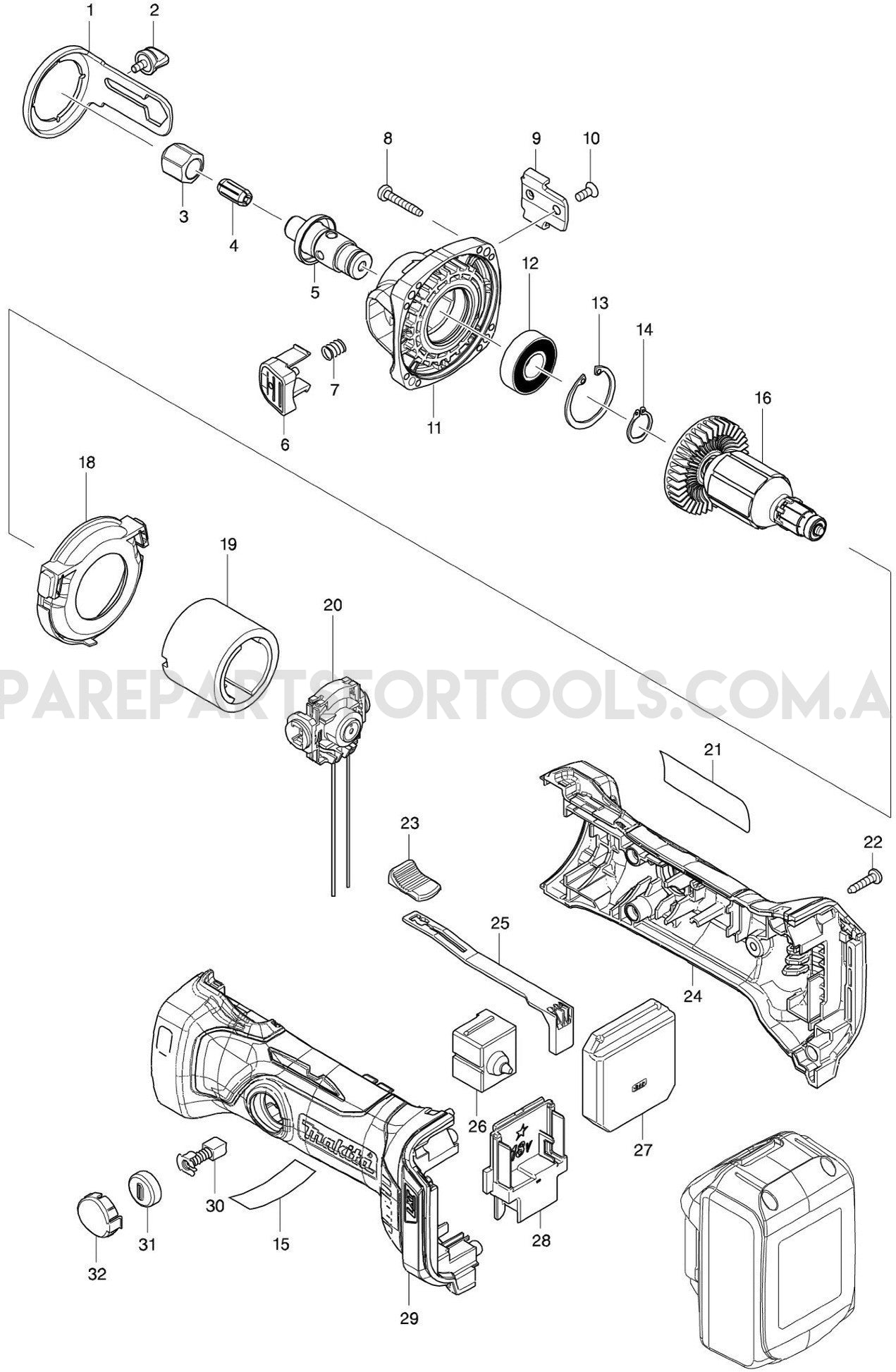 Makita DCO180Z Spare Parts