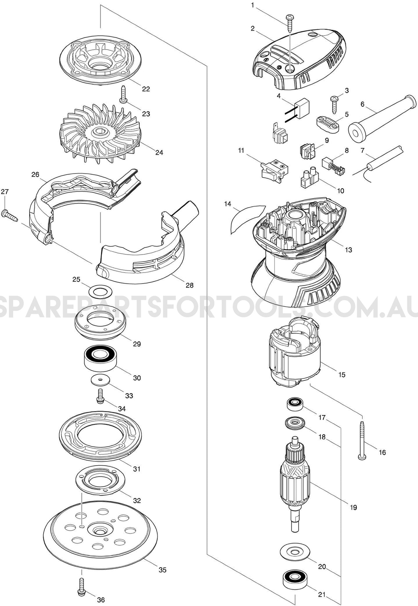 Makita M9204G Spare Parts