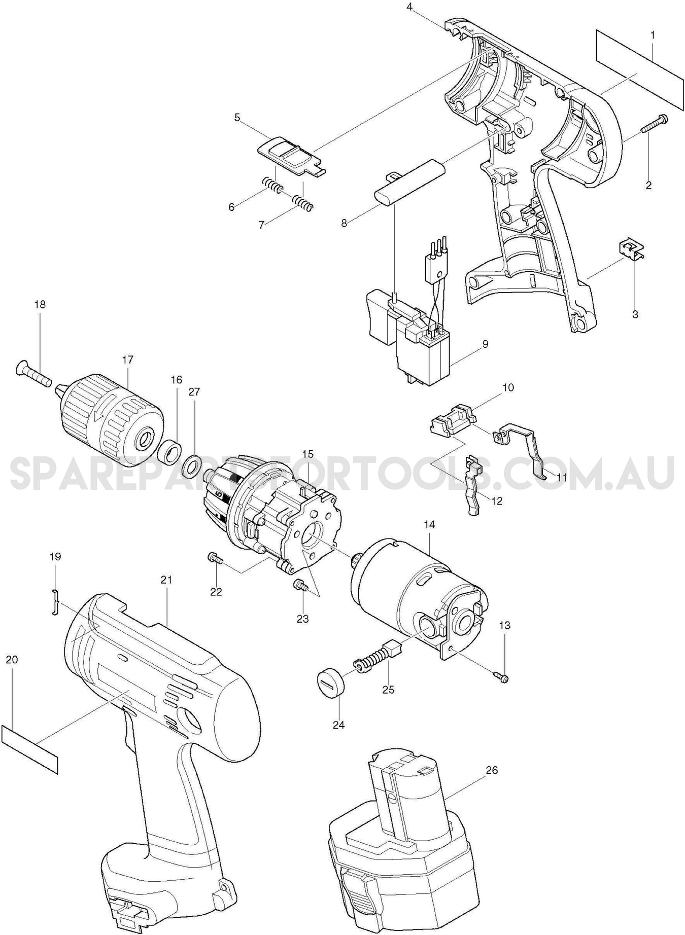 Makita 6333D Spare Parts