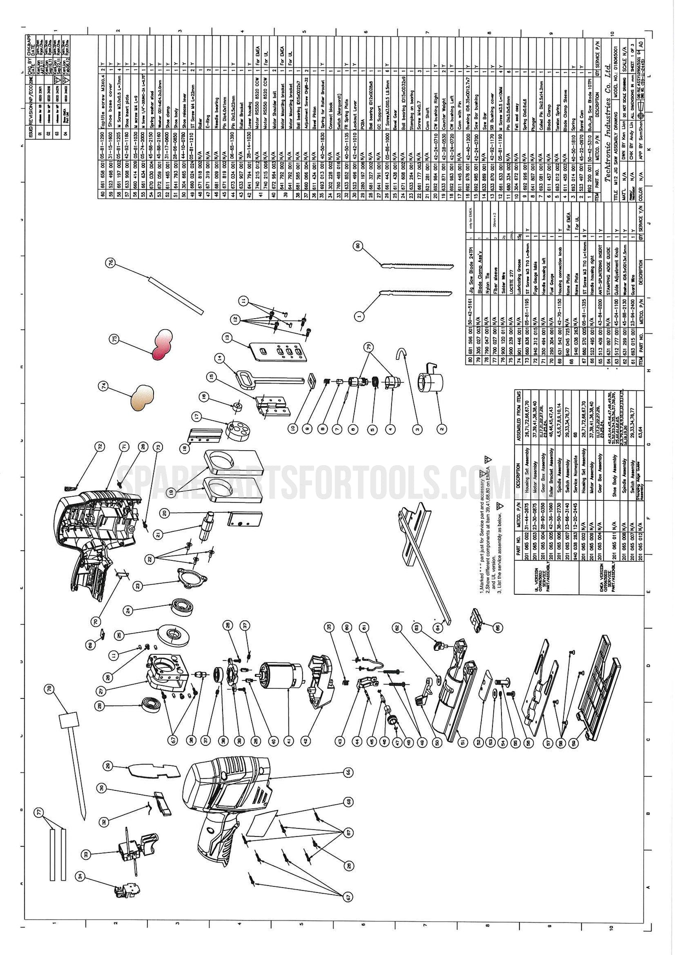 Milwaukee M12JS Spare Parts