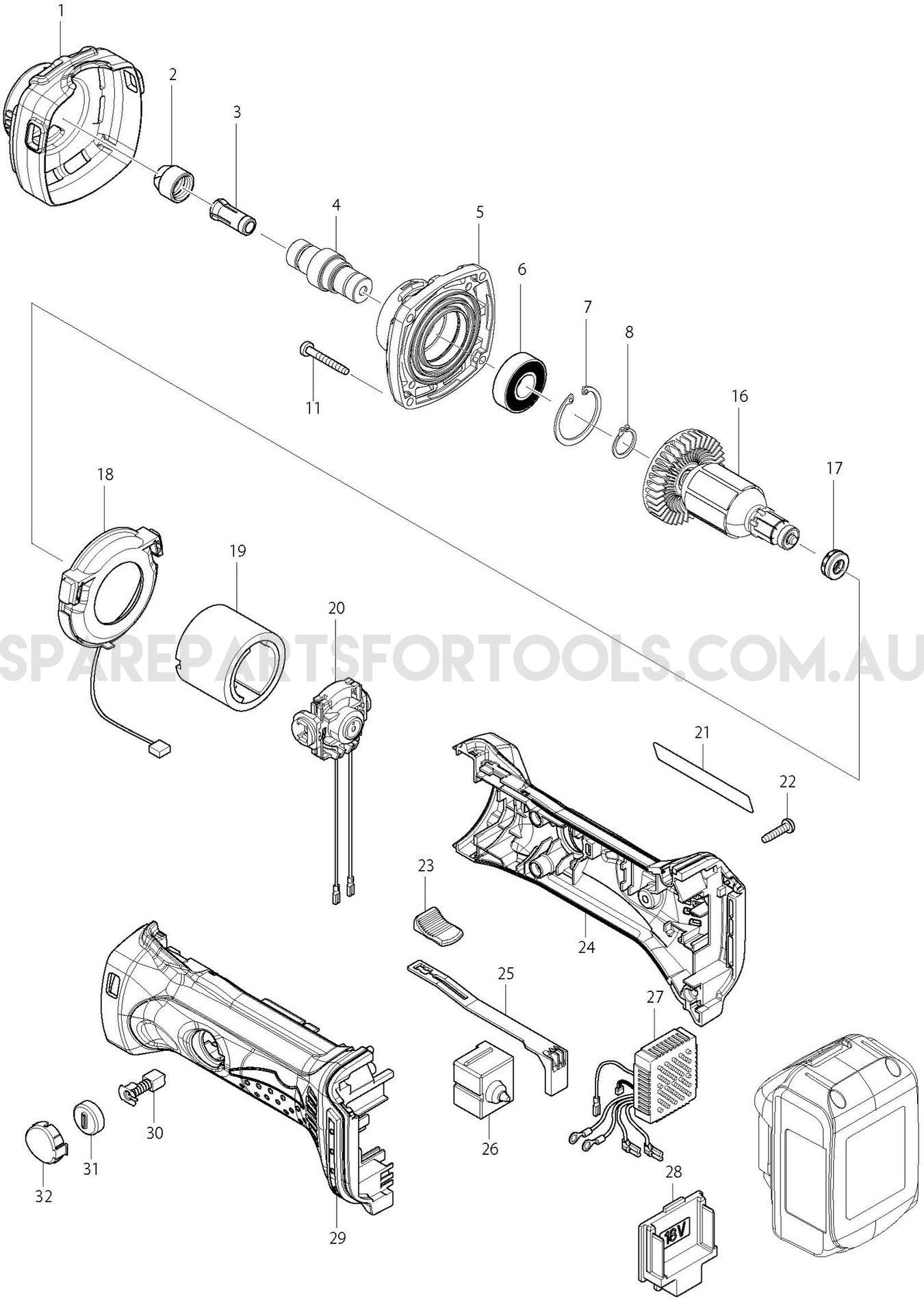 Makita DGD801Z Spare Parts