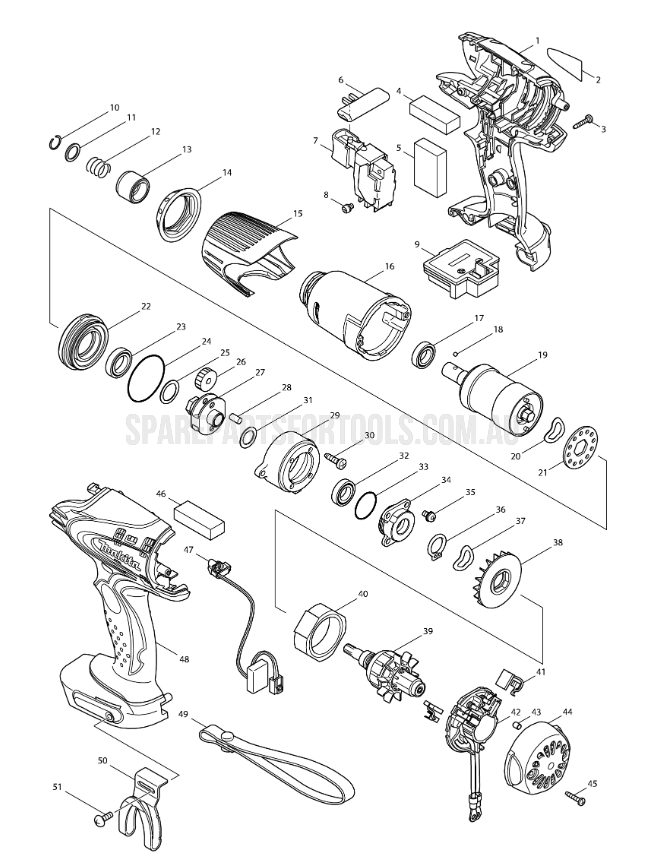 Makita DTS130 Spare Parts