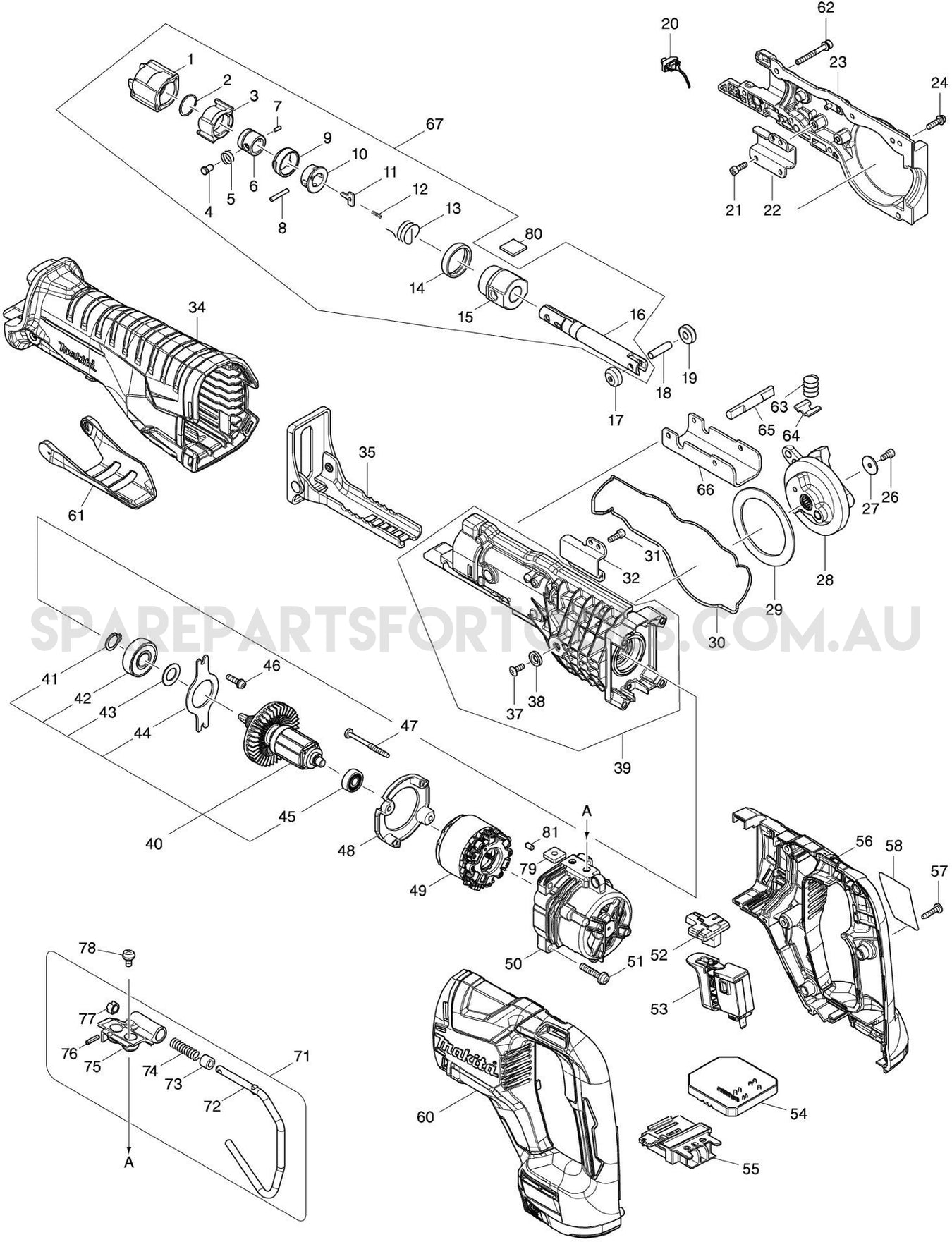 Makita DJR187Z Spare Parts