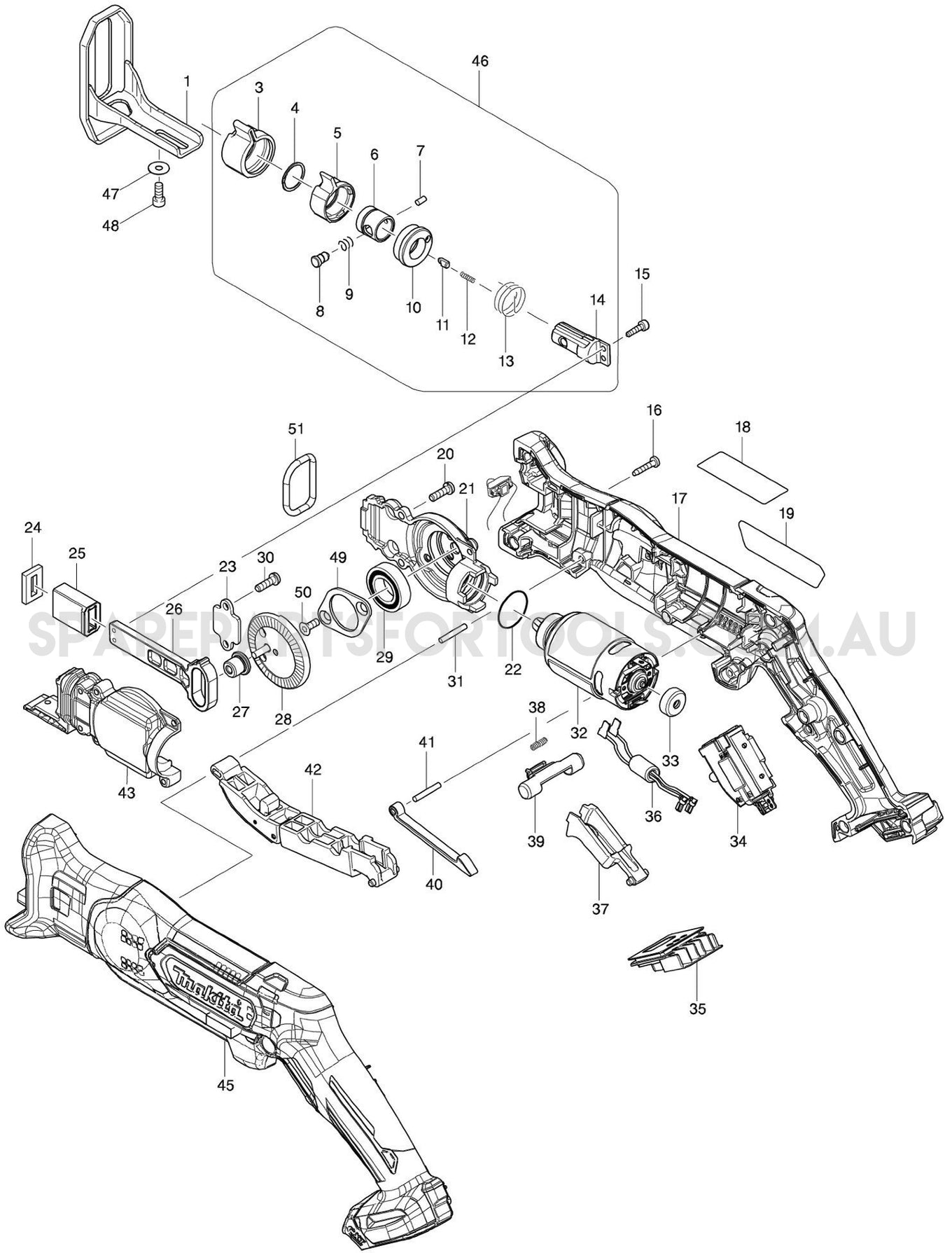 Makita JR103DZ Spare Parts