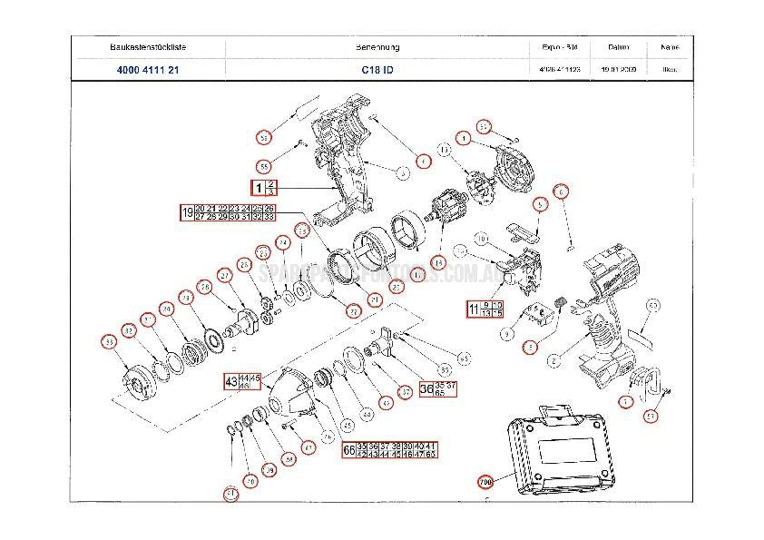 Milwaukee C18ID Spare Parts