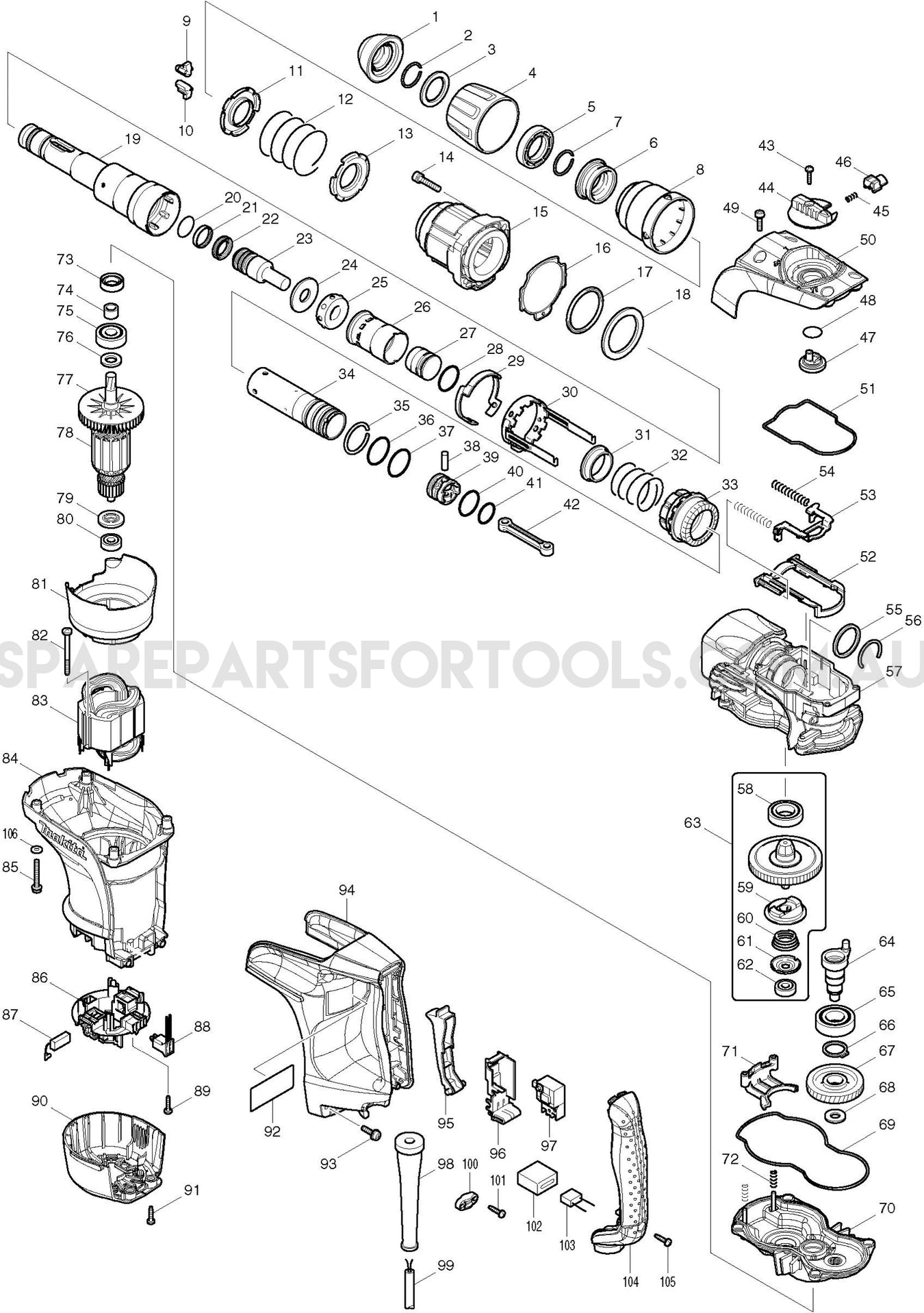 Makita HR4002 Spare Parts