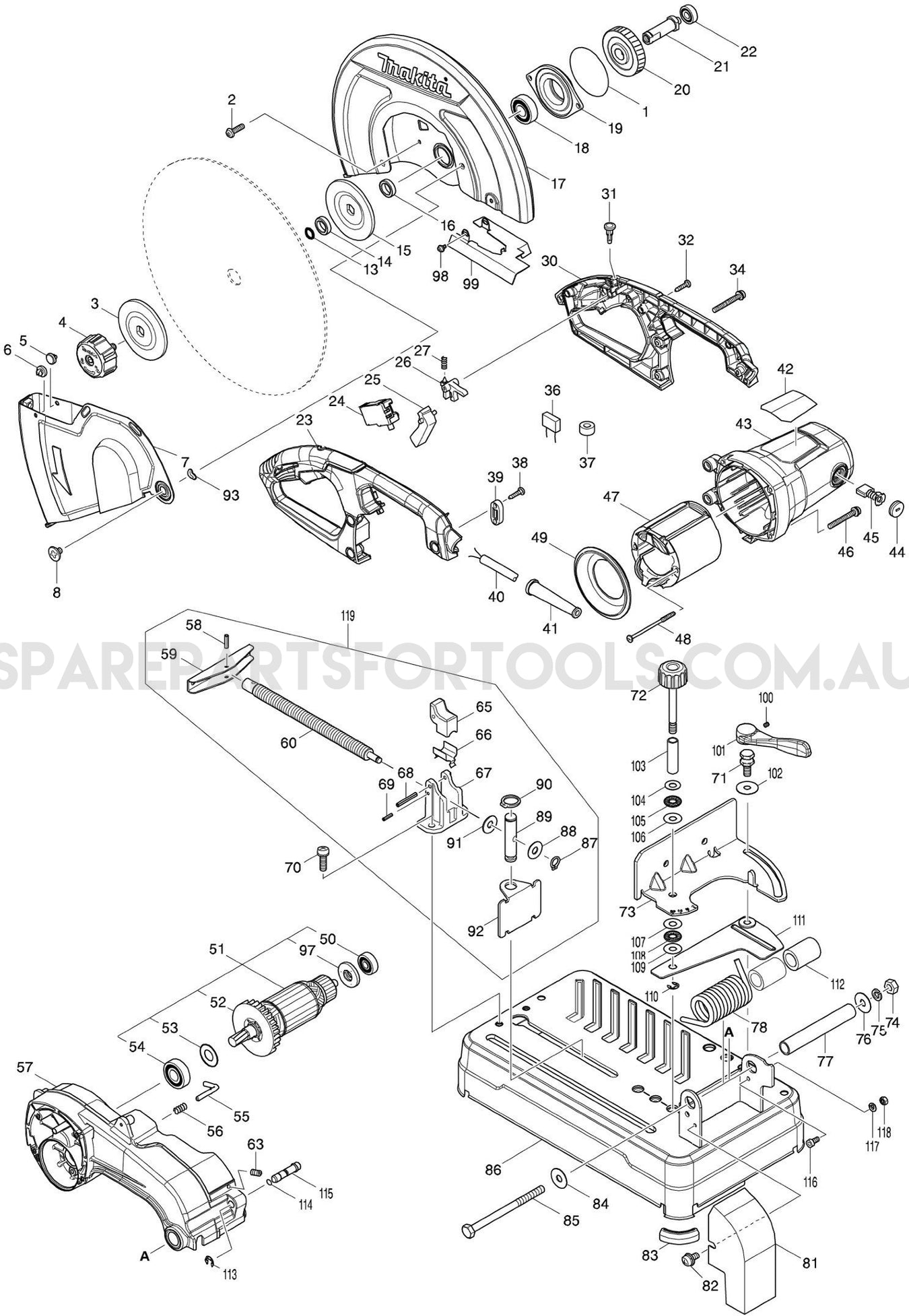 Makita LW1400 Spare Parts