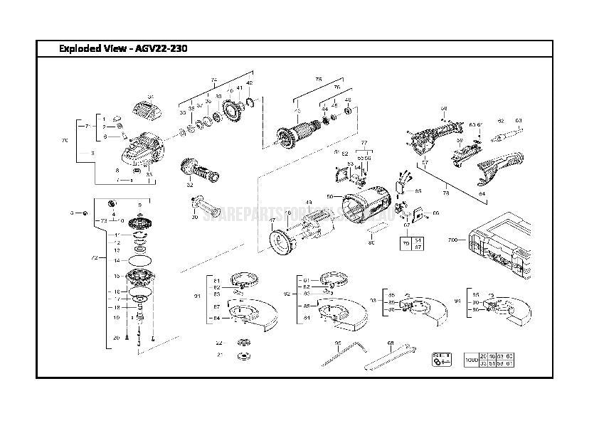 Milwaukee AGV22-230 Spare Parts