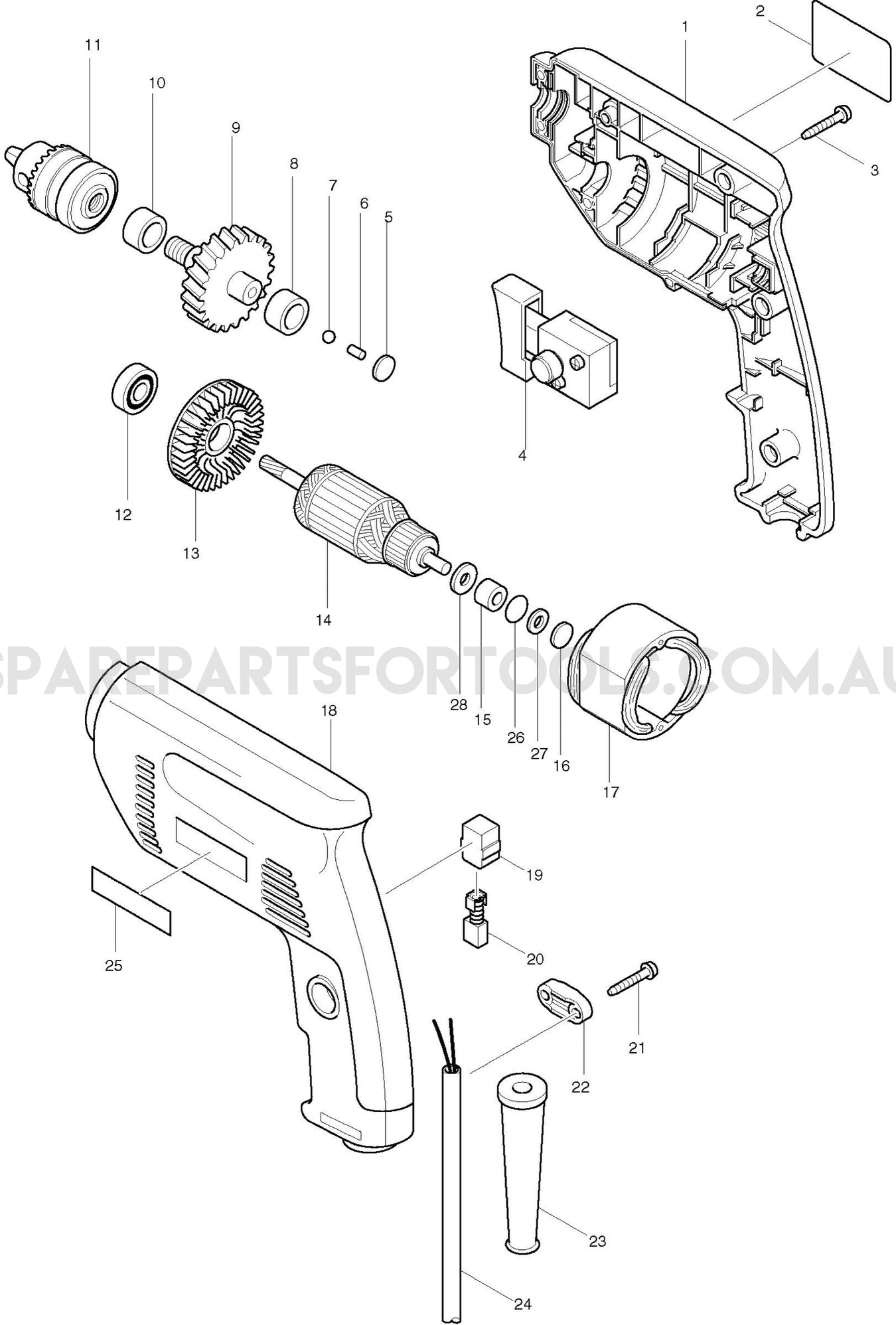 Makita 6409 Spare Parts