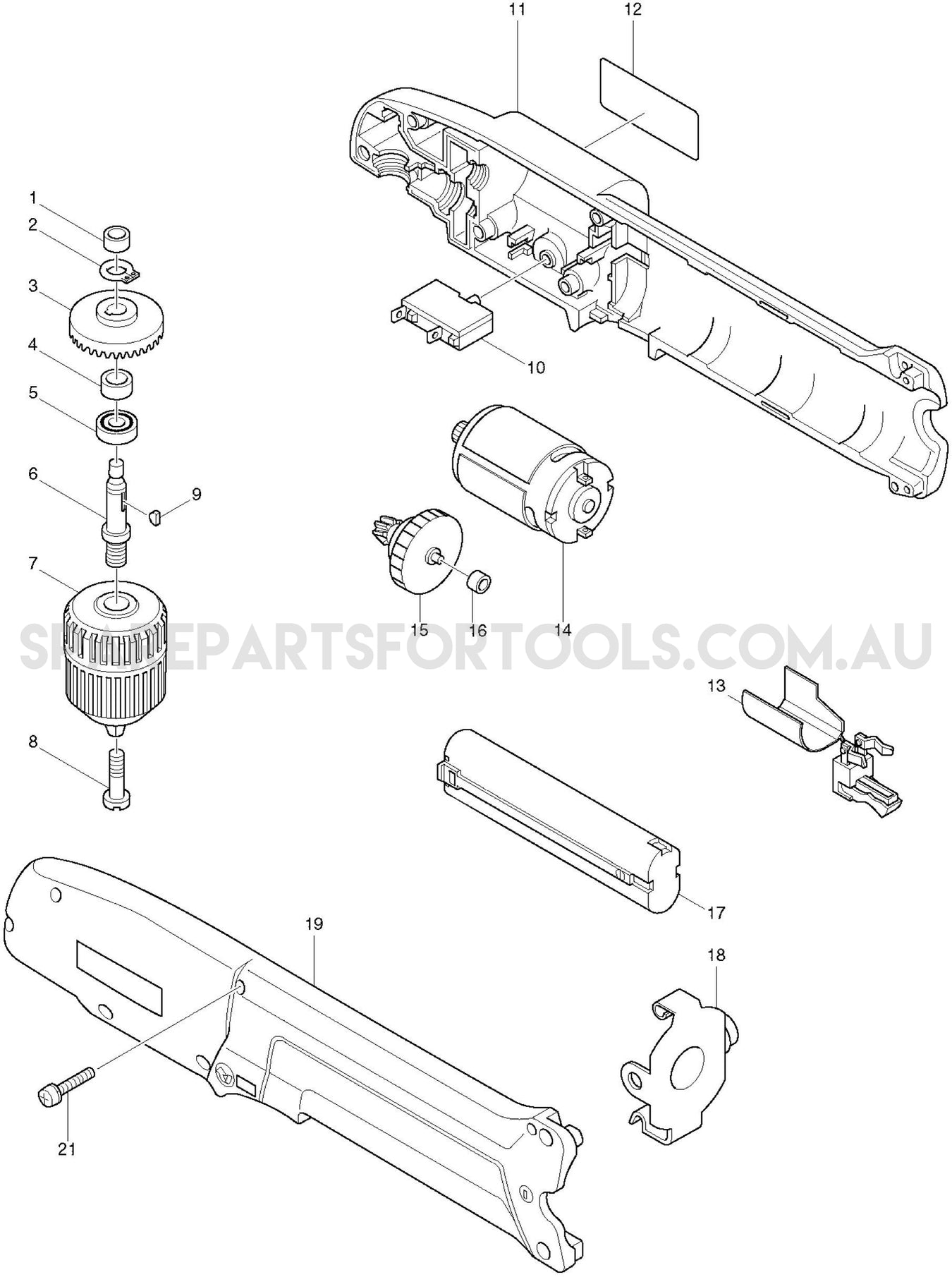 Makita DA391D Spare Parts