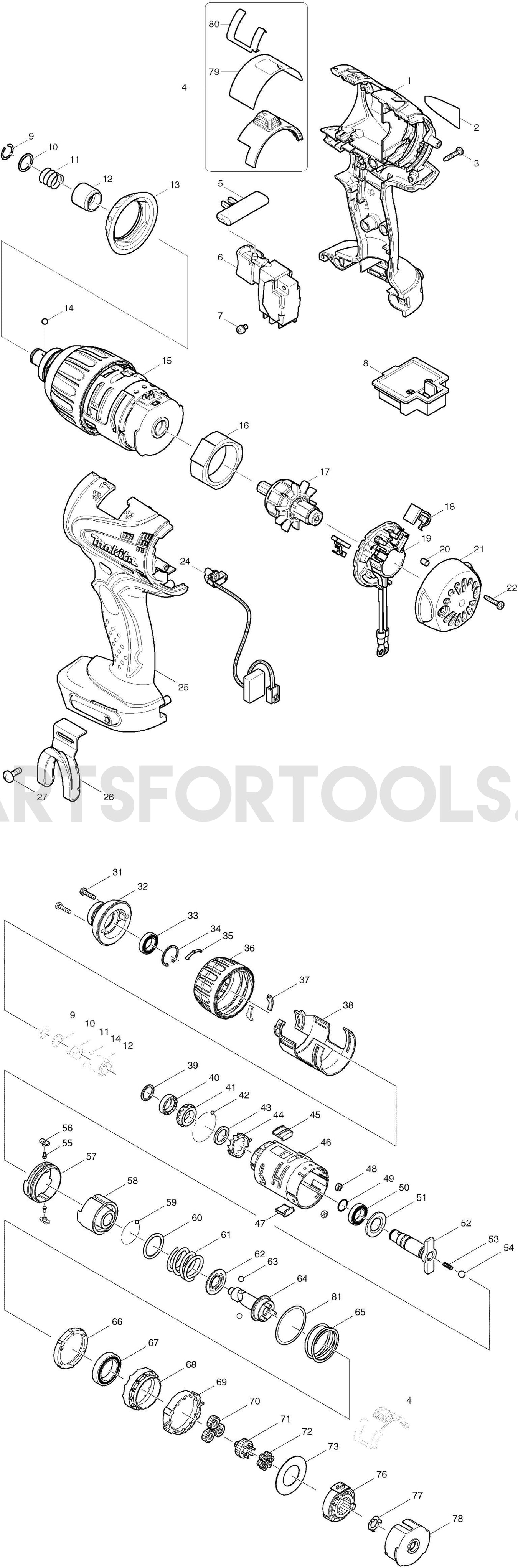 Makita BTP140 Spare Parts