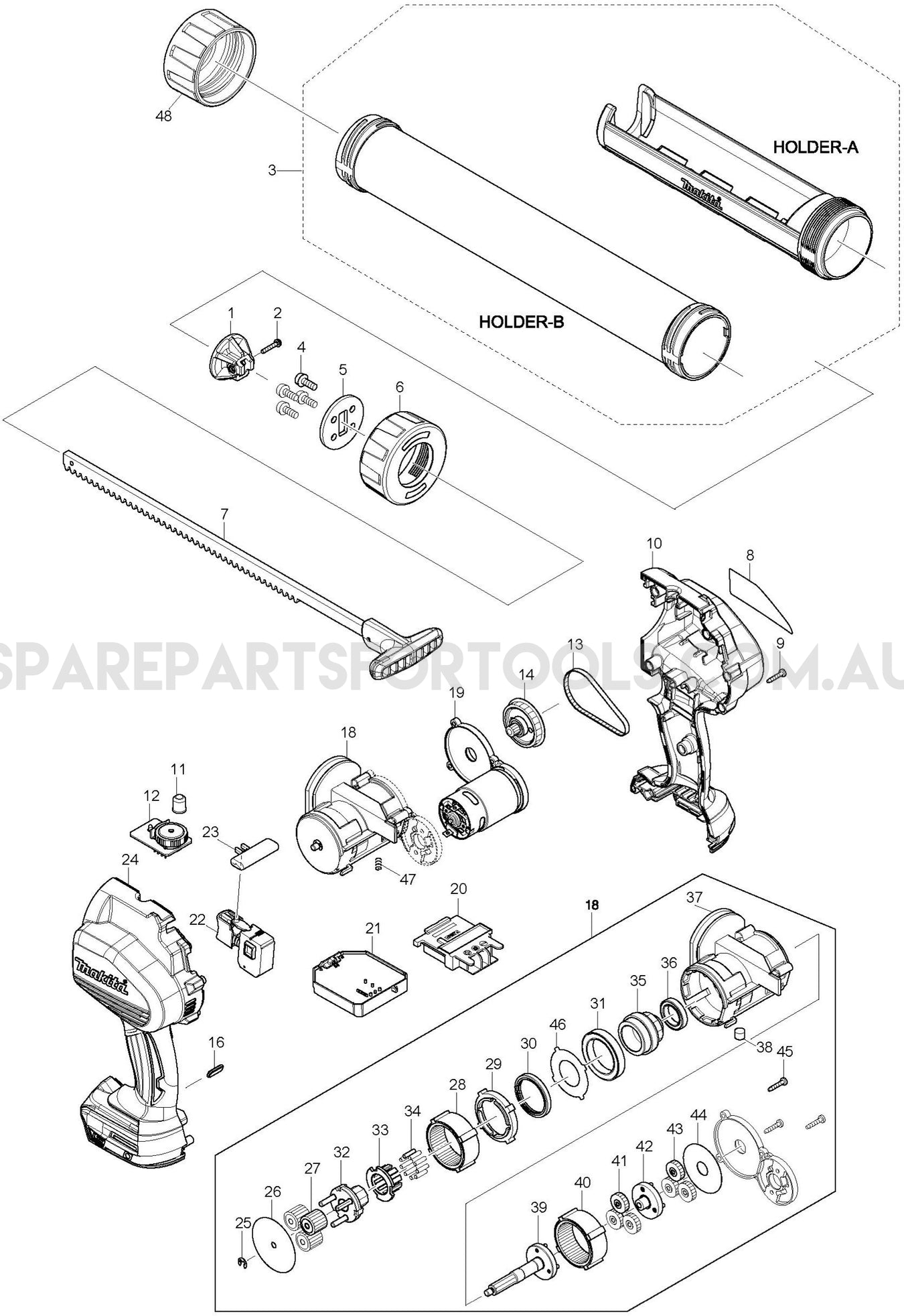 Makita DCG180Z Spare Parts