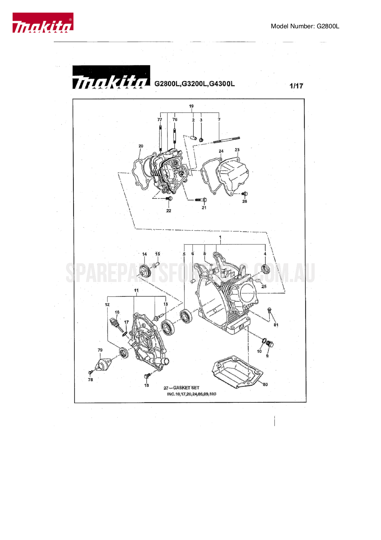 Makita G2800L Spare Parts