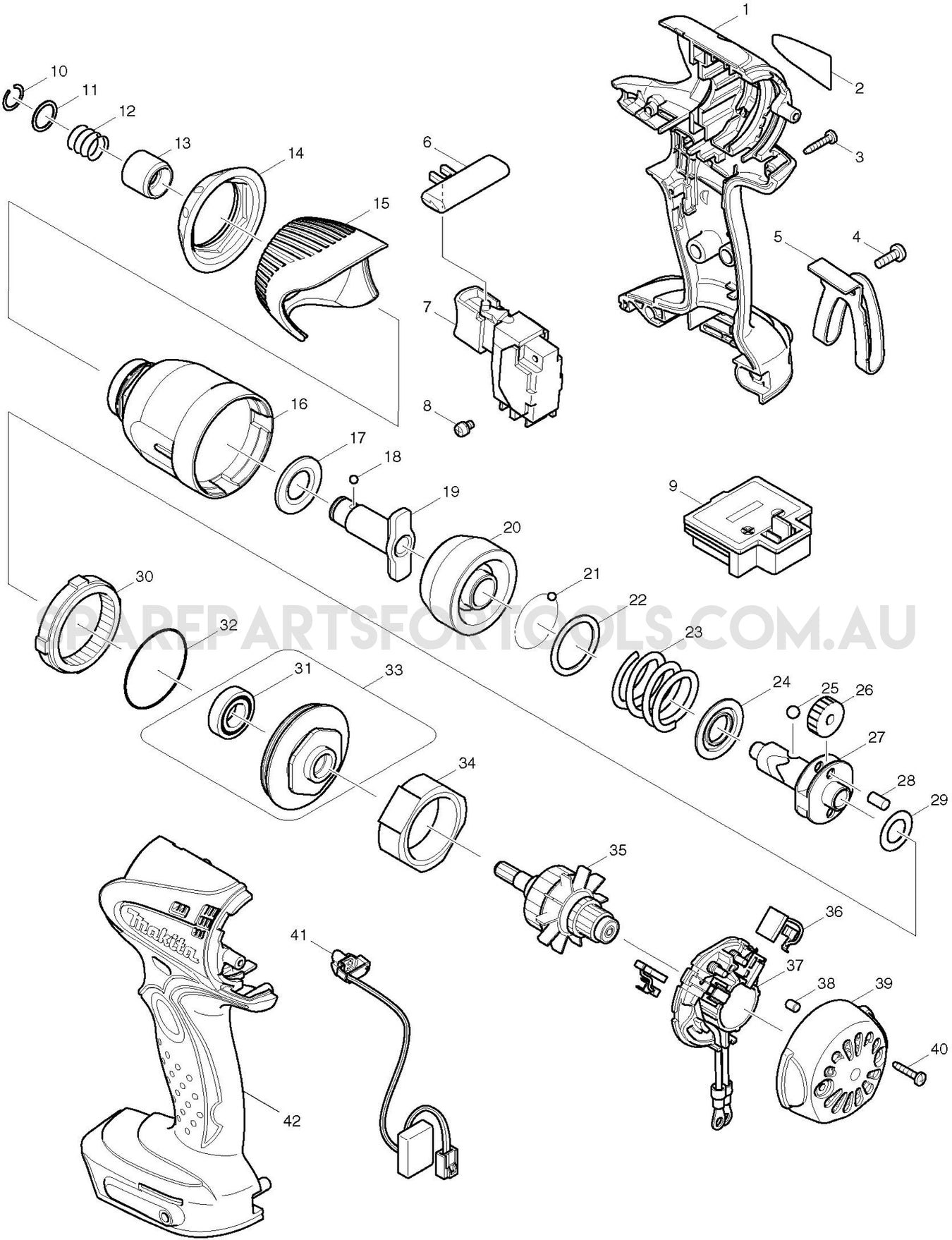 Makita BTD140 Spare Parts