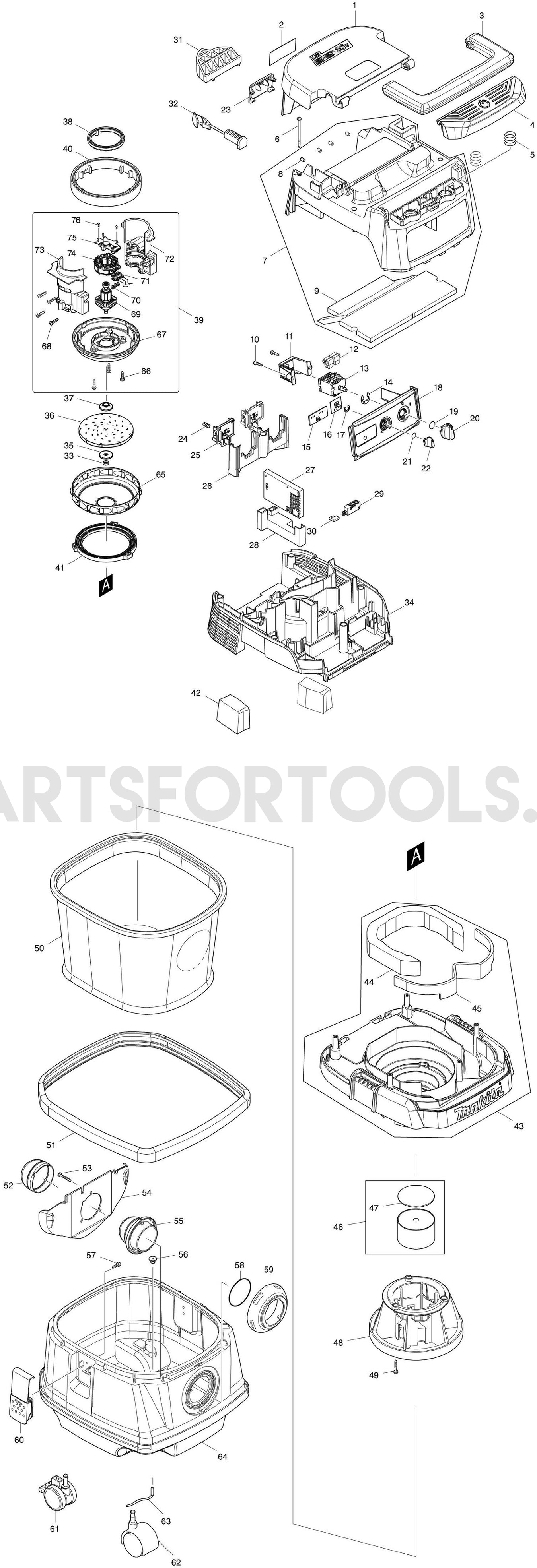 Makita DVC862LZ Spare Parts