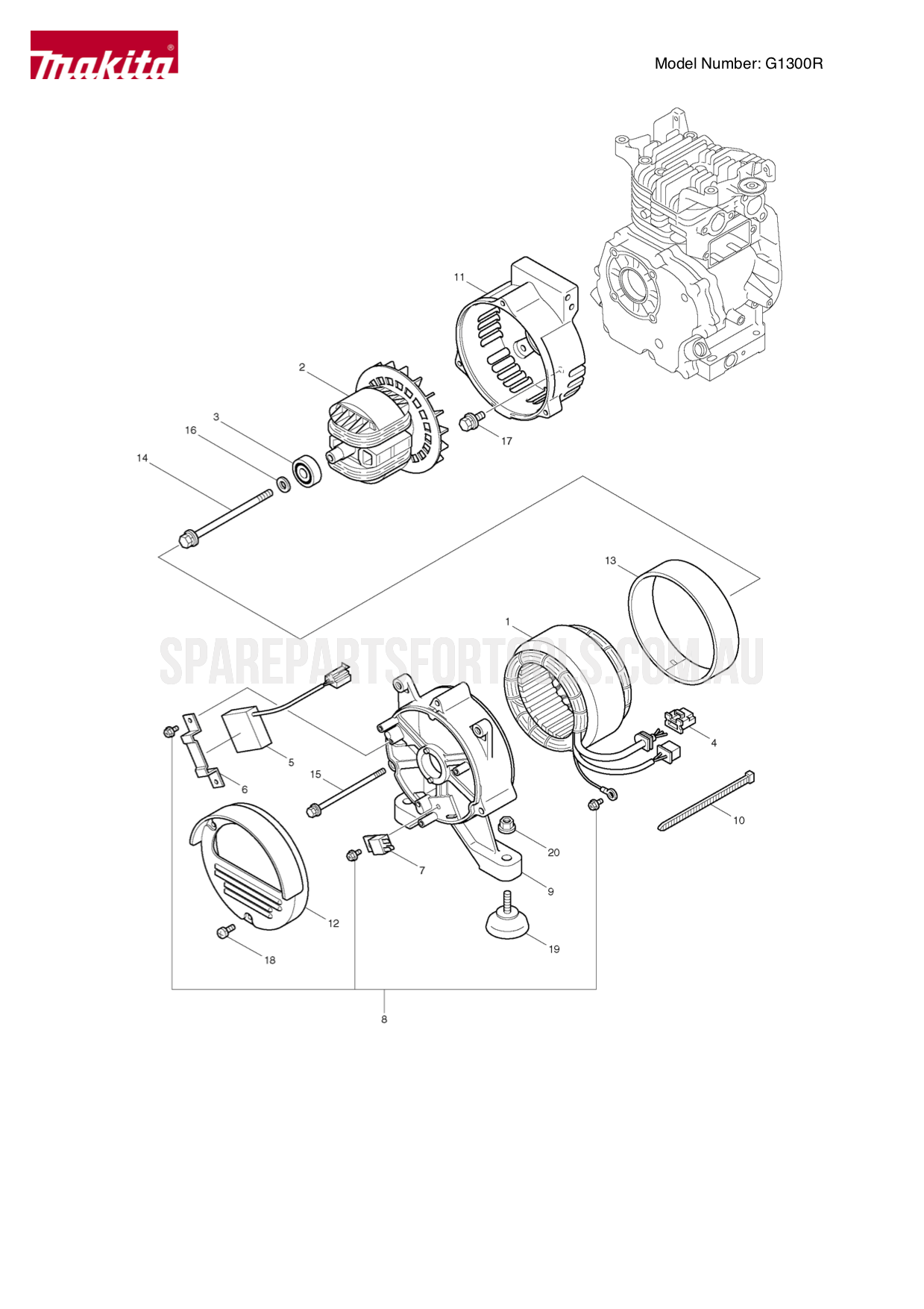 Makita G1300R Spare Parts