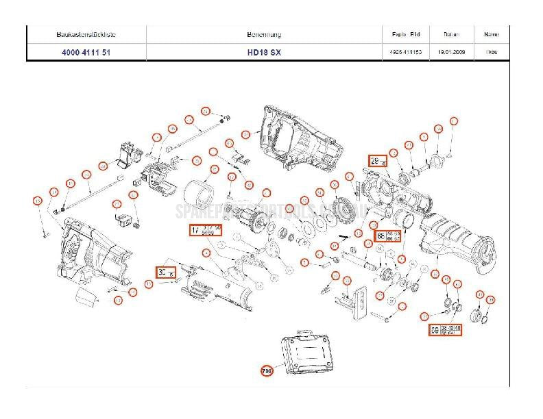 Milwaukee HD18SX Spare Parts