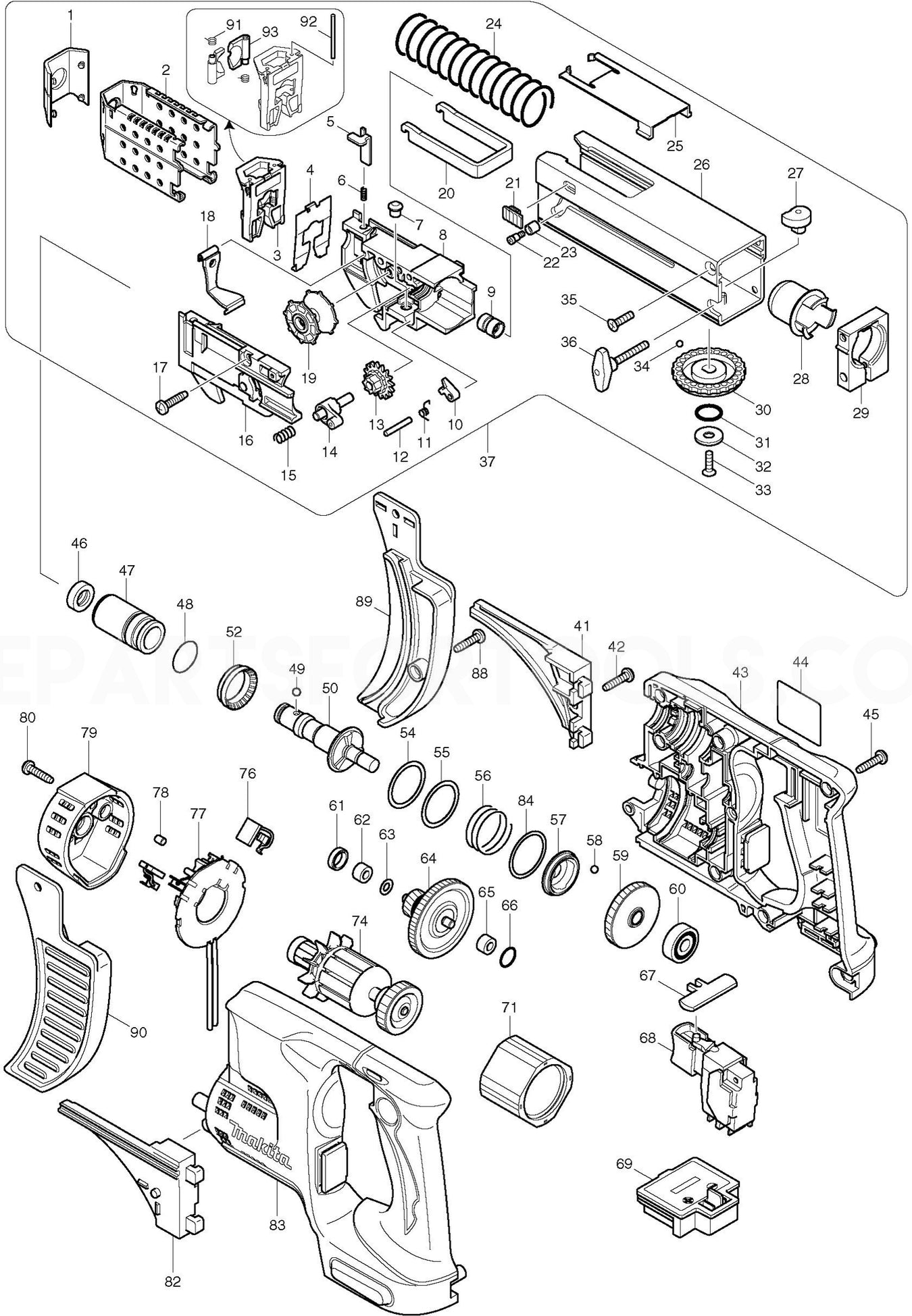 Makita BFR550 Spare Parts