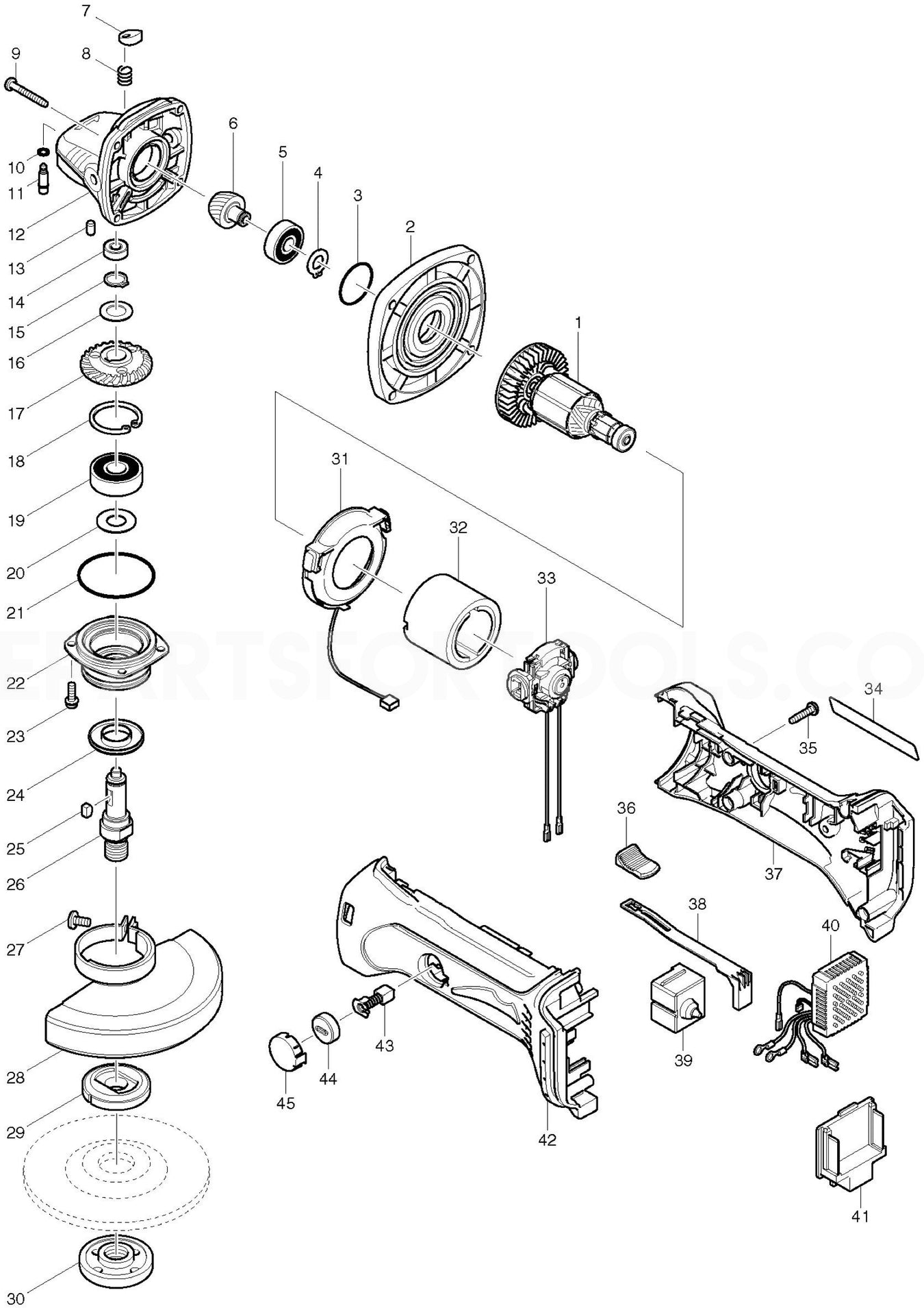 Makita BGA452 Spare Parts
