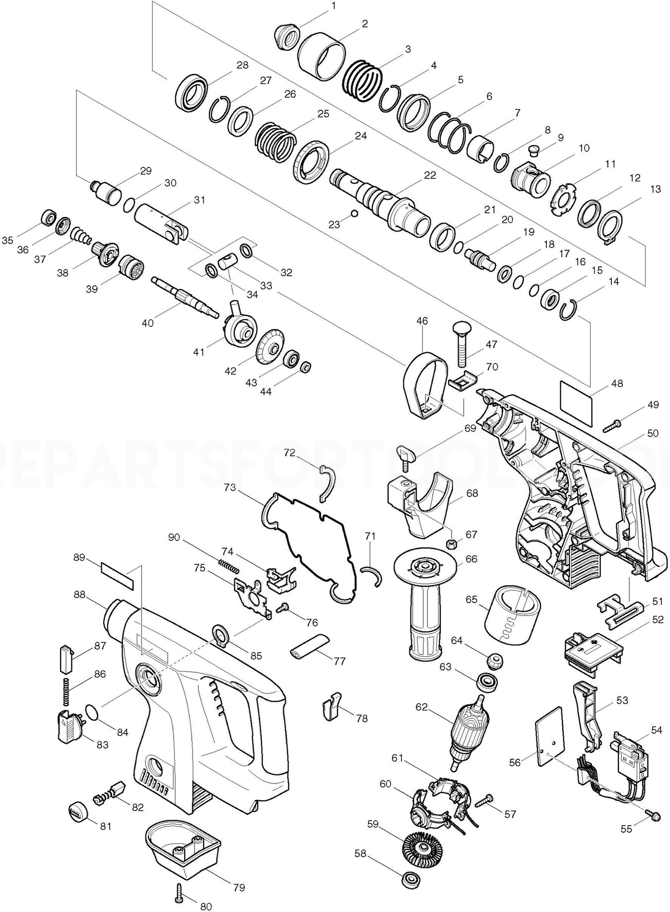 Makita BHR200 Spare Parts