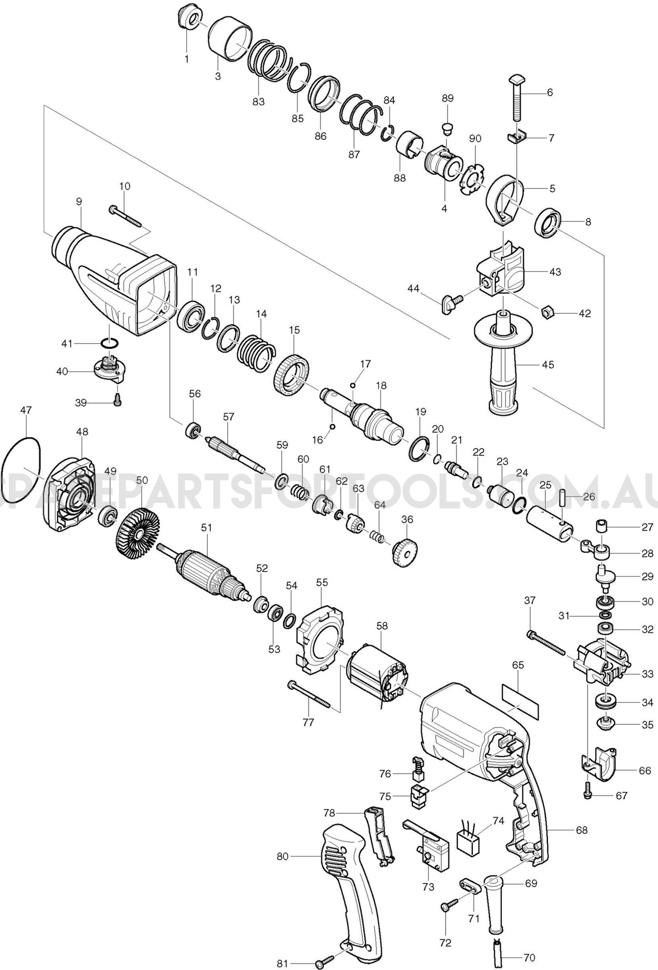Makita HR2410 Spare Parts