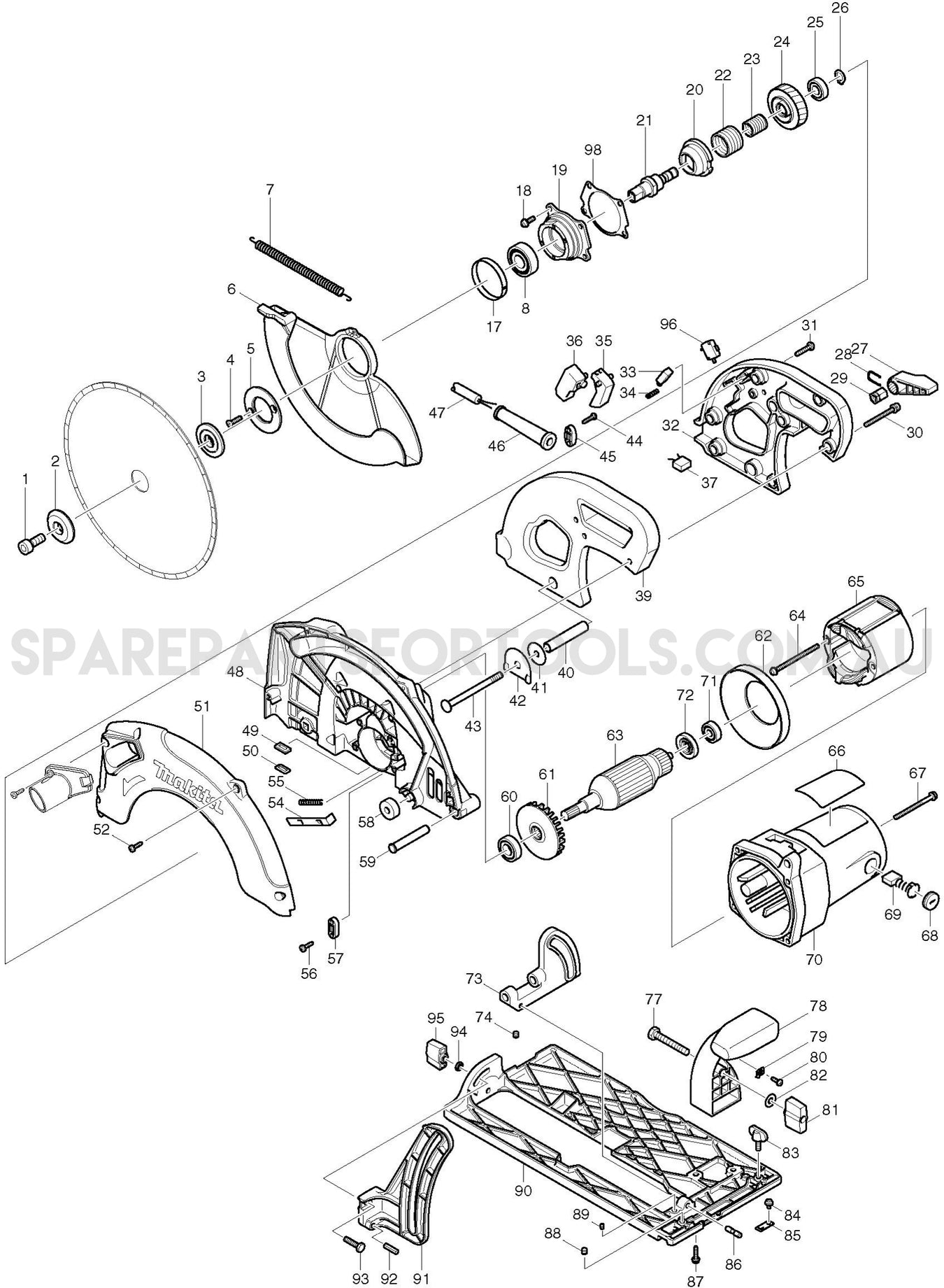 Makita 5104 Spare Parts
