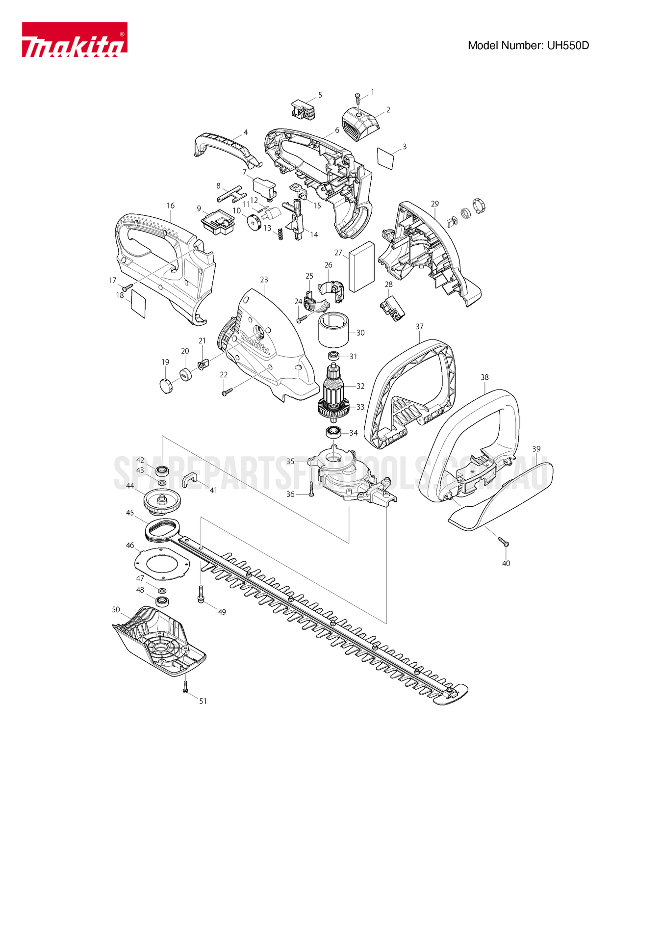 Makita UH5550 Spare Parts