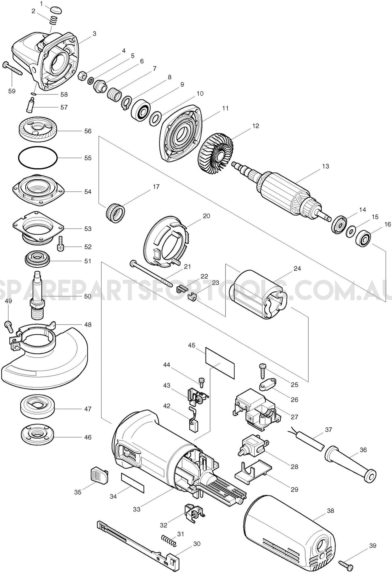 Makita 9564 Spare Parts