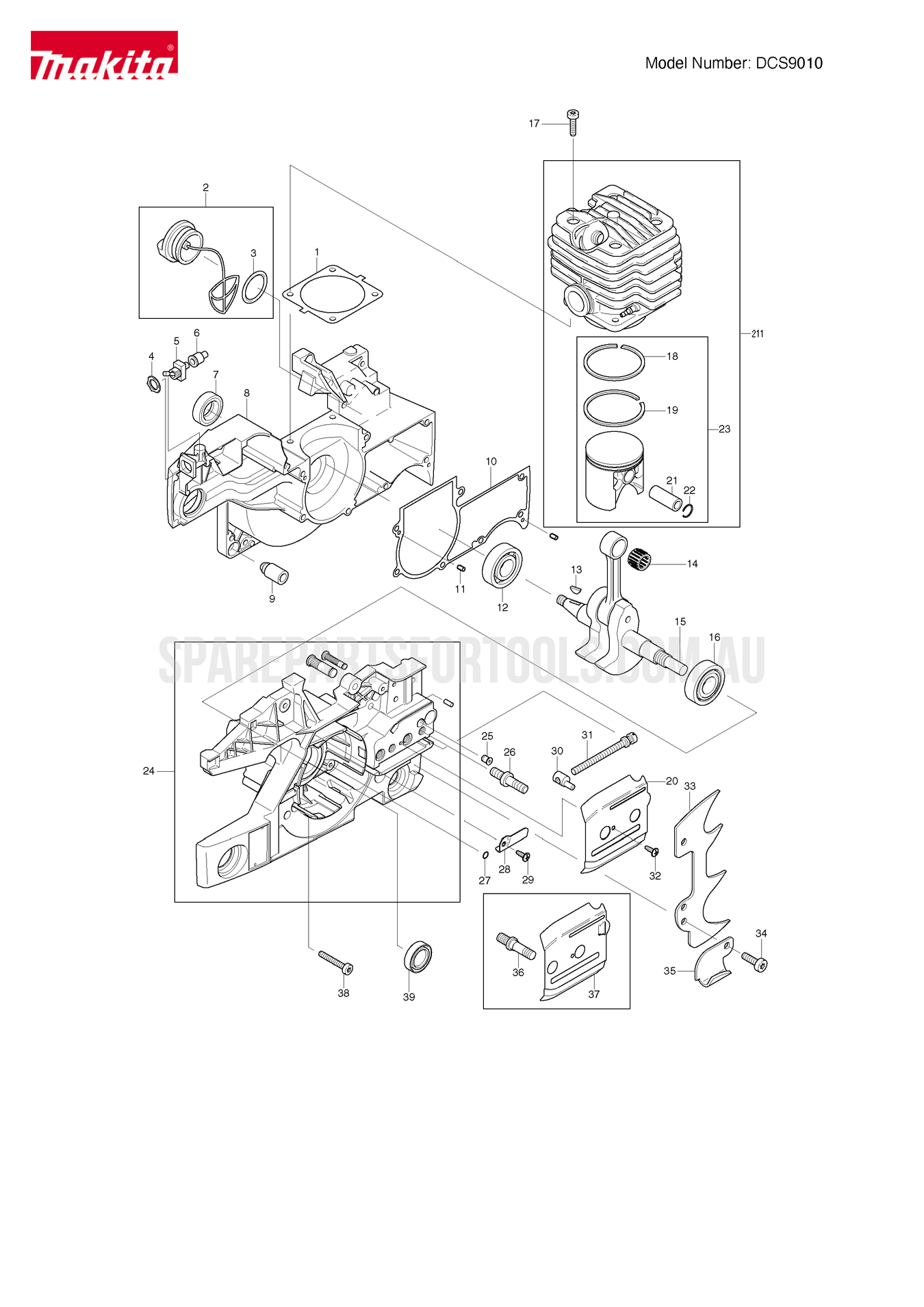 Makita DCS9010 Spare Parts