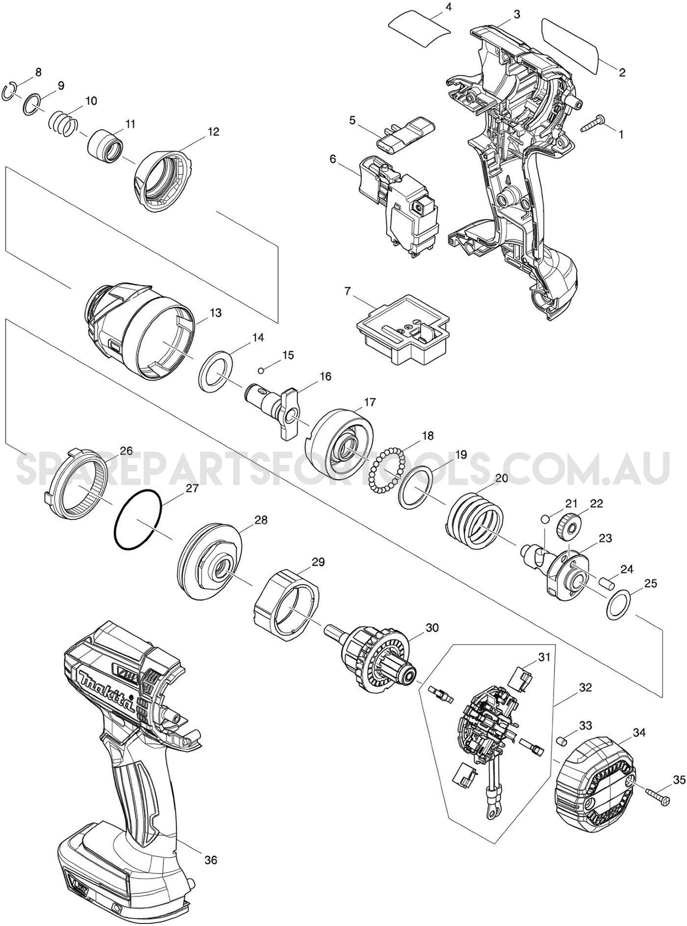 Makita DTD152Z Spare Parts