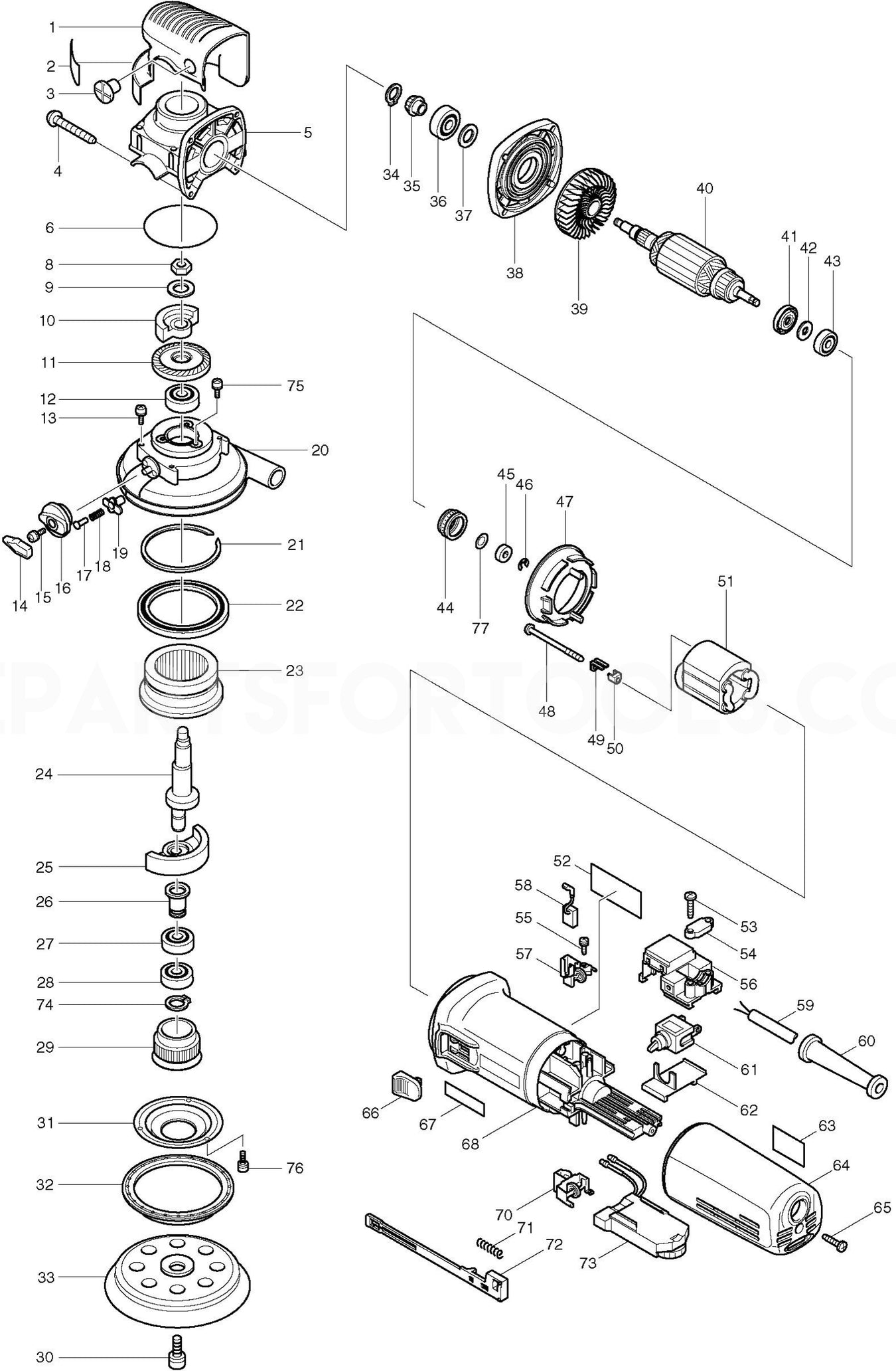 Makita BO6040 Spare Parts