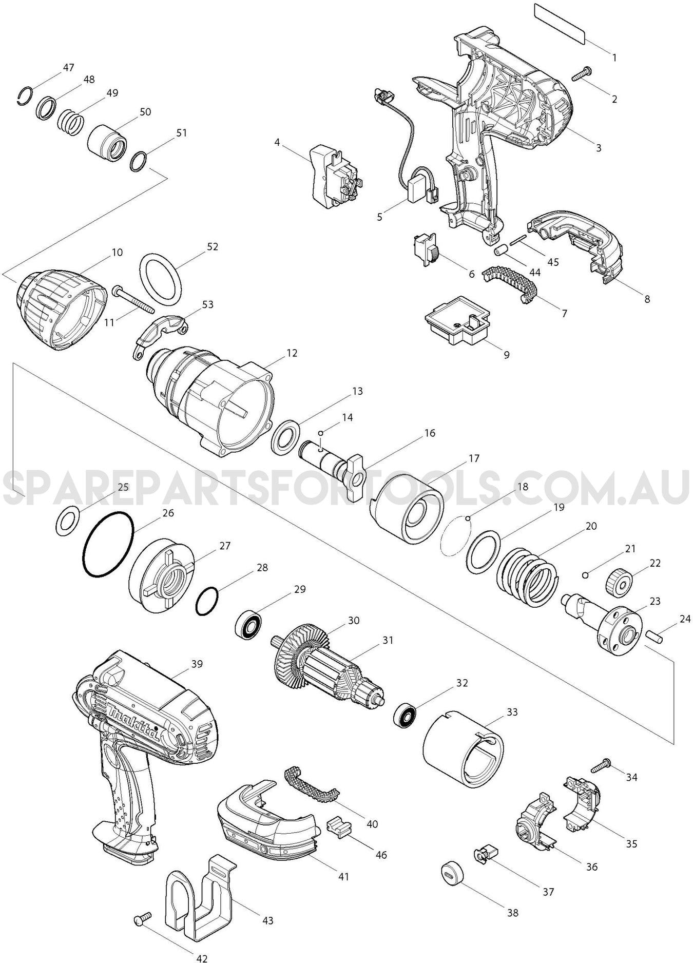 Makita DTW451Z Spare Parts