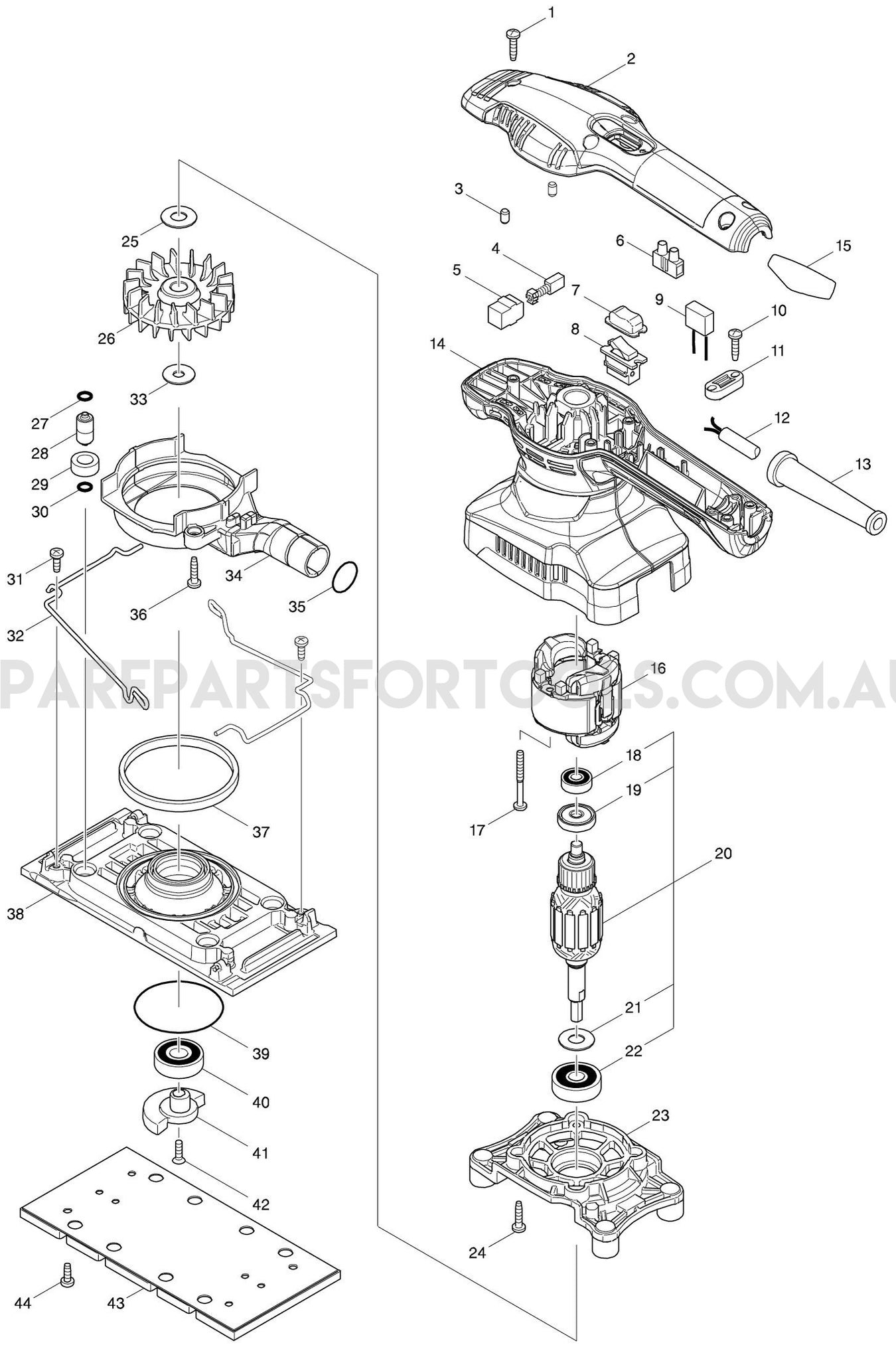 Makita M9203G Spare Parts
