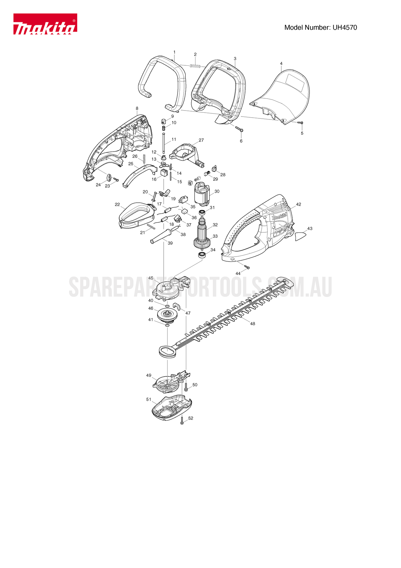 Makita UH4570 Spare Parts