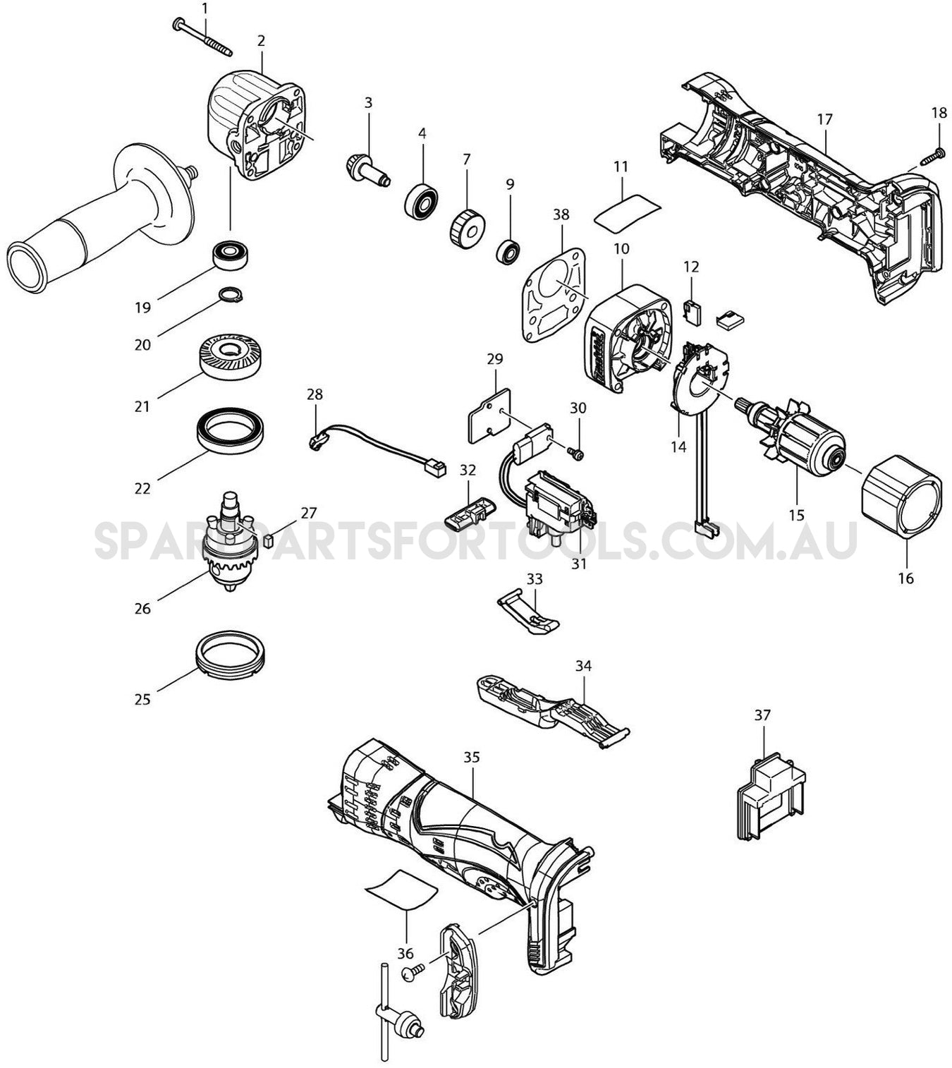 Makita DDA350Z Spare Parts