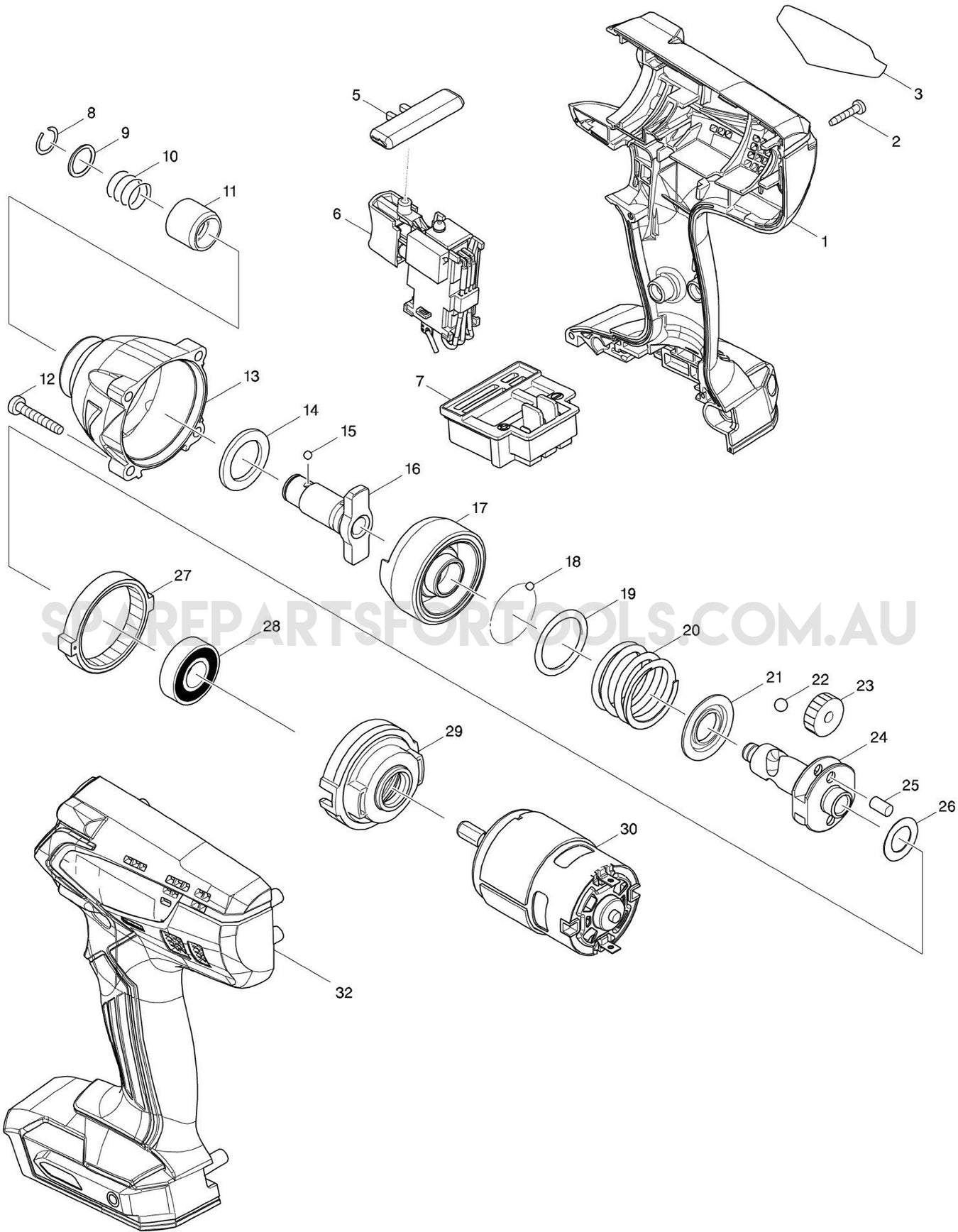 Makita M6901DWEG Spare Parts