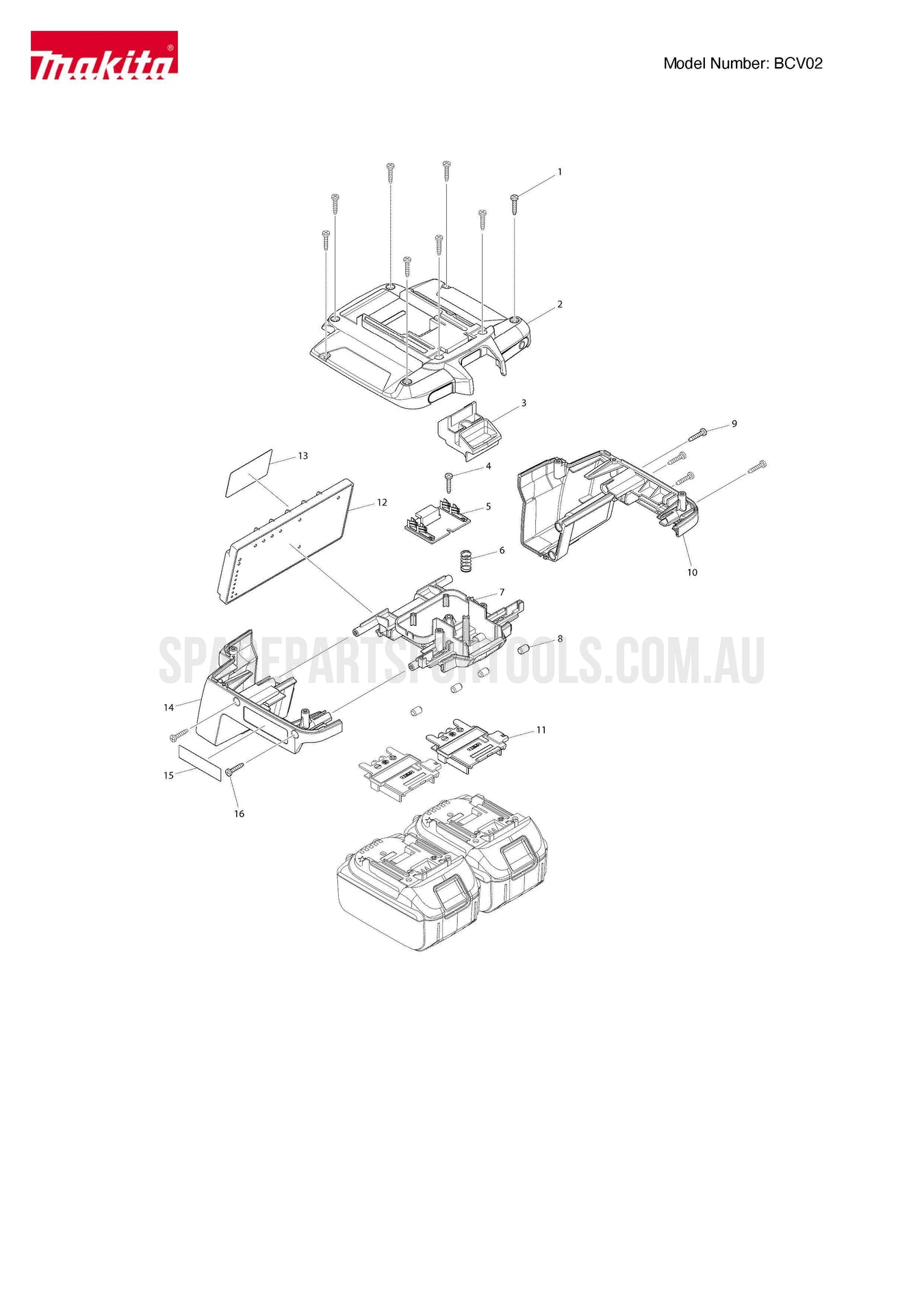 Makita BCV02 Spare Parts
