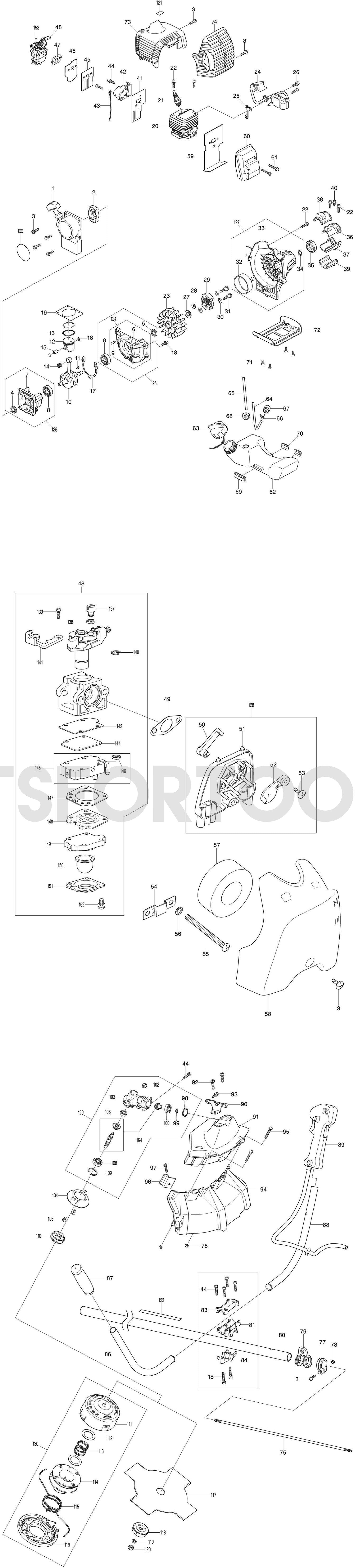 Makita EM2600U Spare Parts