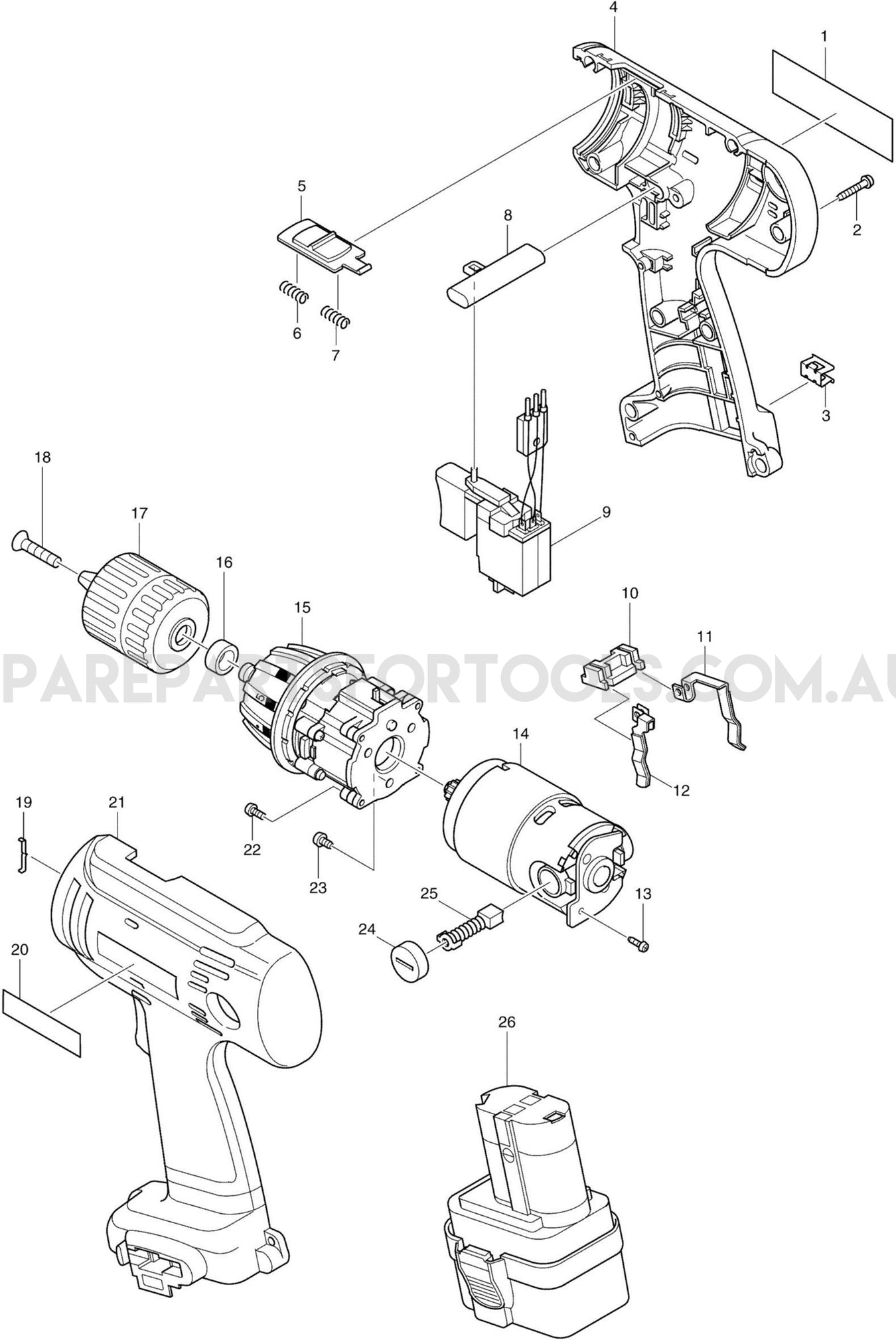 Makita 6203D Spare Parts